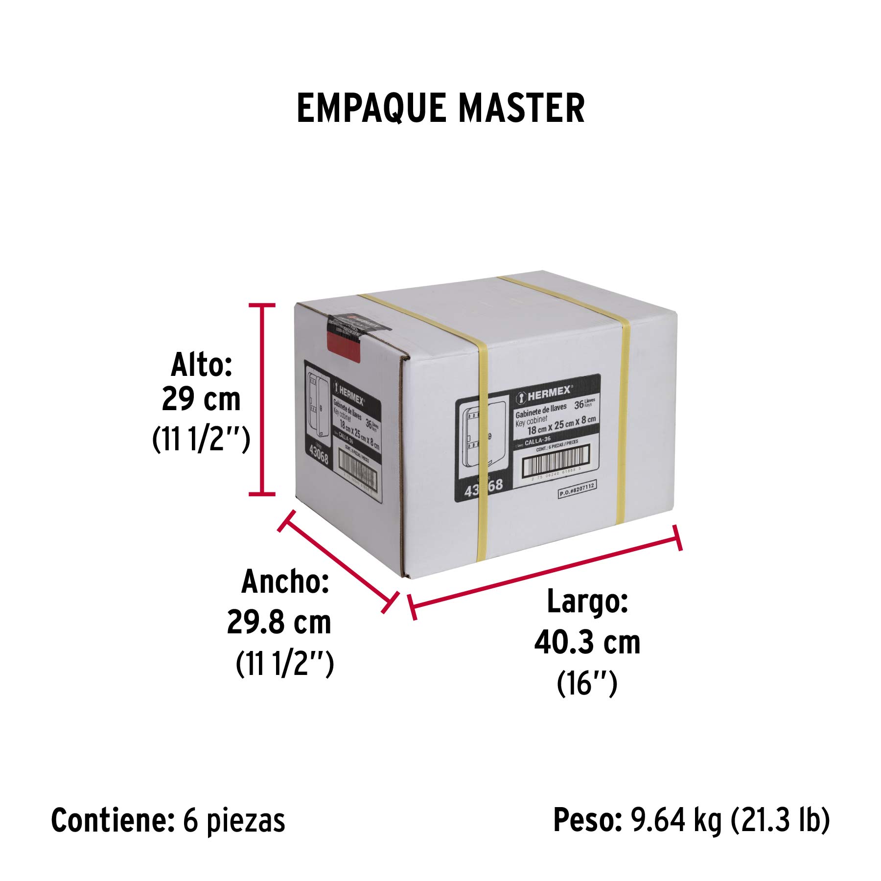 Caja con 36 ganchos para llaves, HERMEX - Empaque