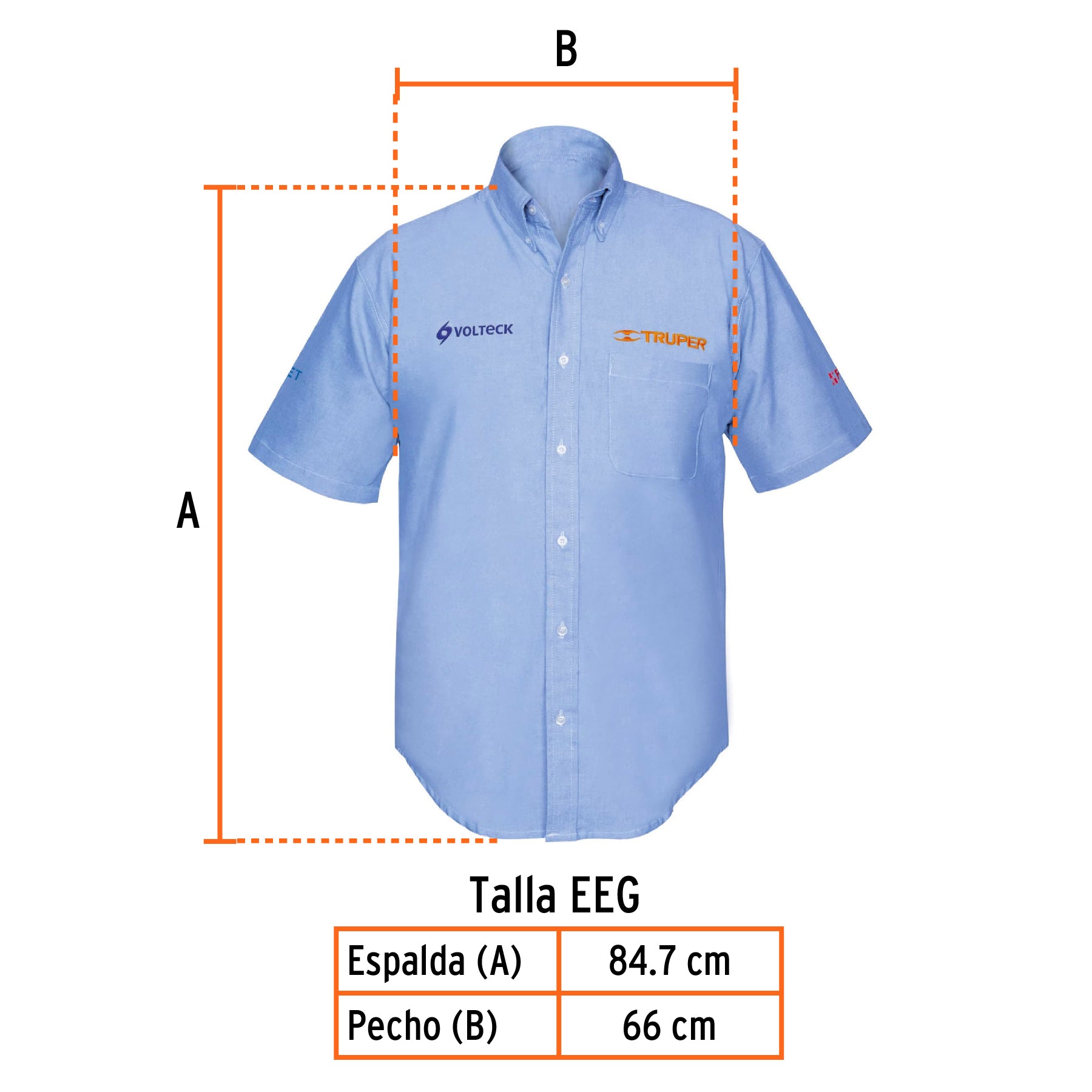 Camisa manga corta para hombre, azul, EEG, TRUPER