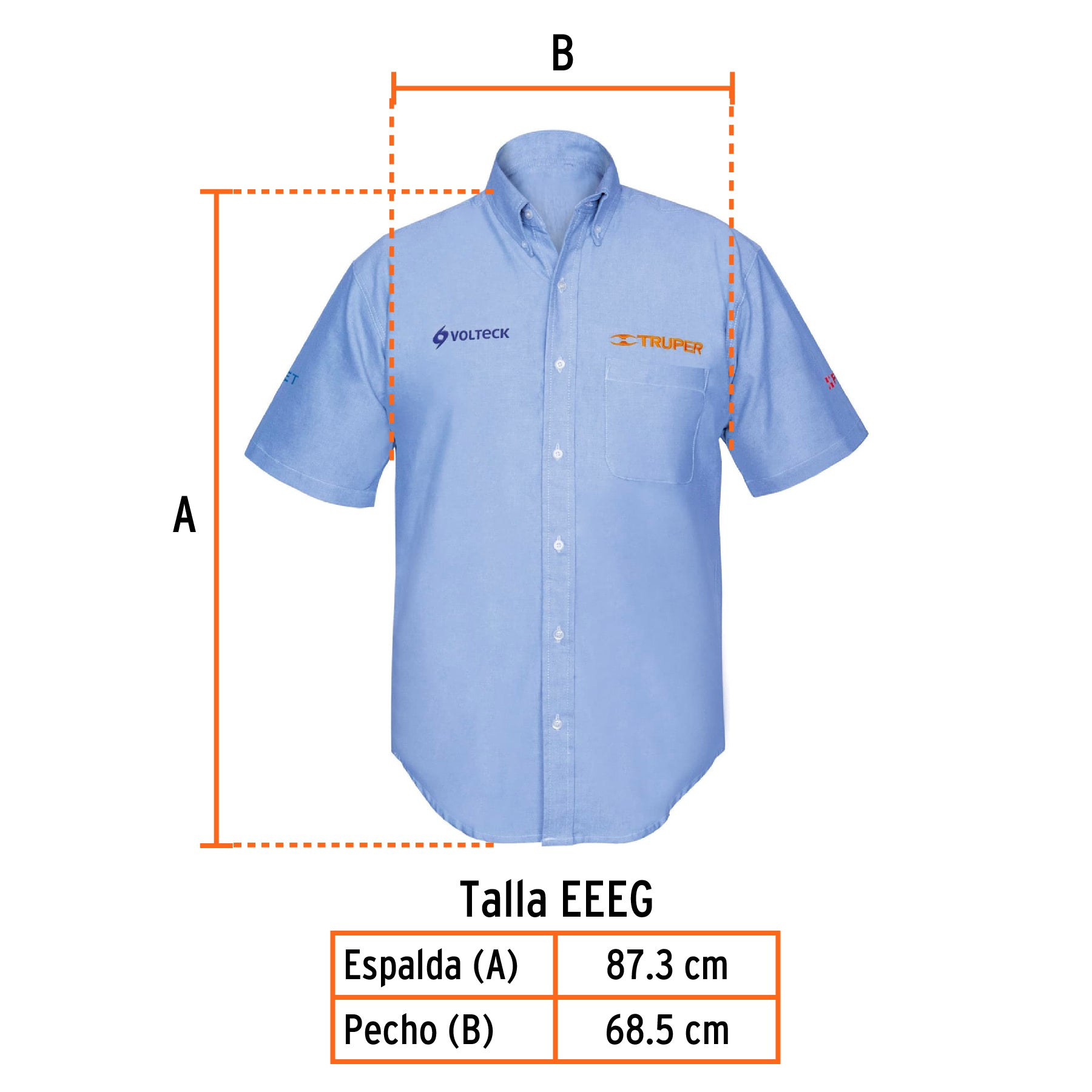 Camisa manga corta para hombre, azul, EEEG, TRUPER