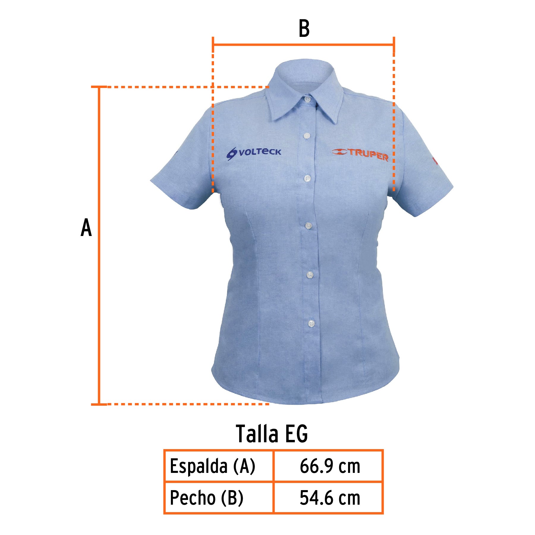 Camisa manga corta para mujer, azul, EG, TRUPER