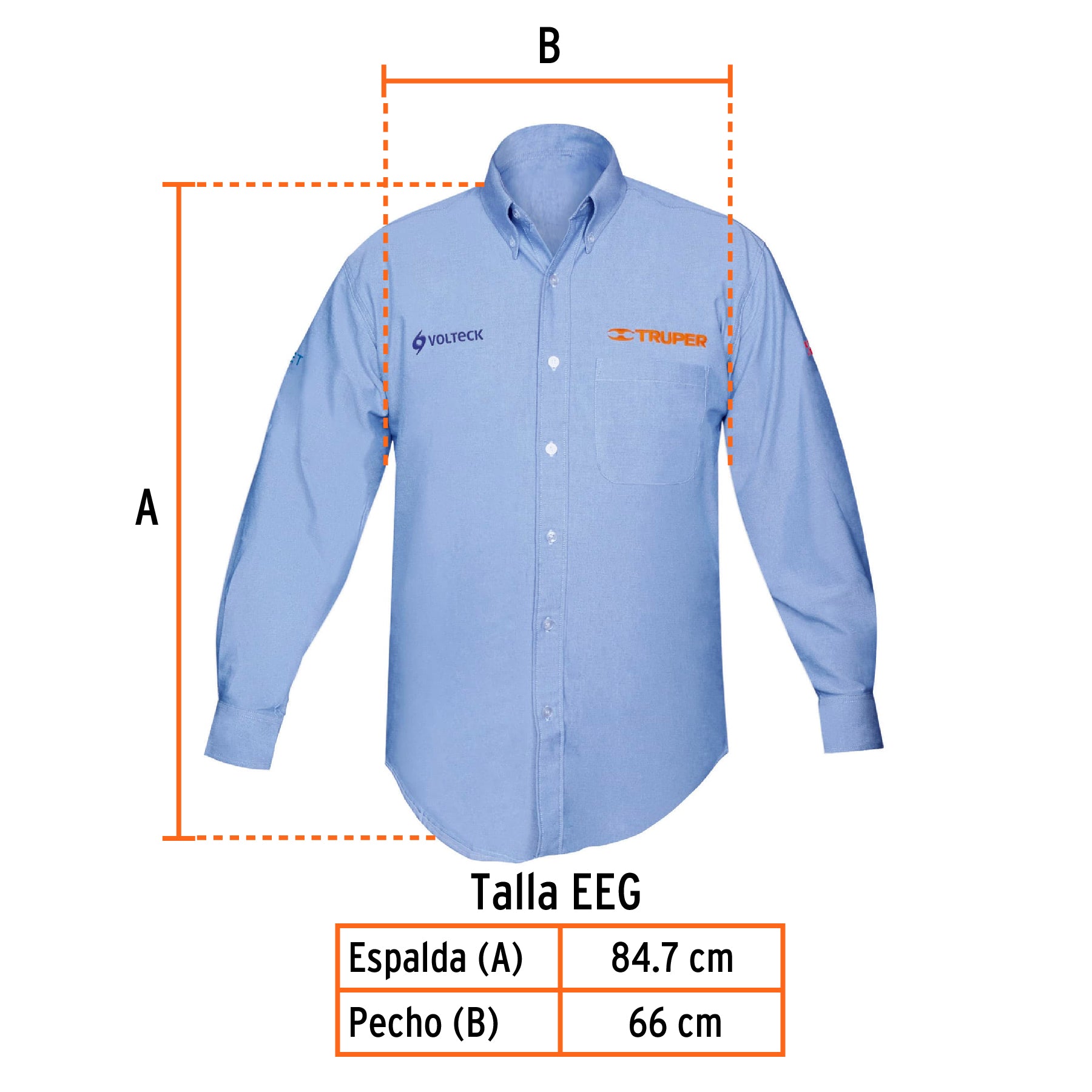 Camisa manga larga para hombre, azul, EEG, TRUPER