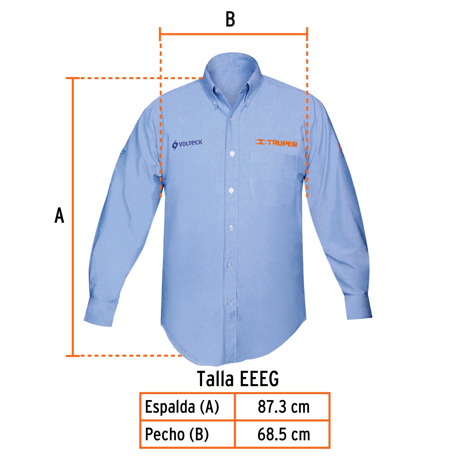 Camisa manga larga para hombre, azul, EEEG, TRUPER