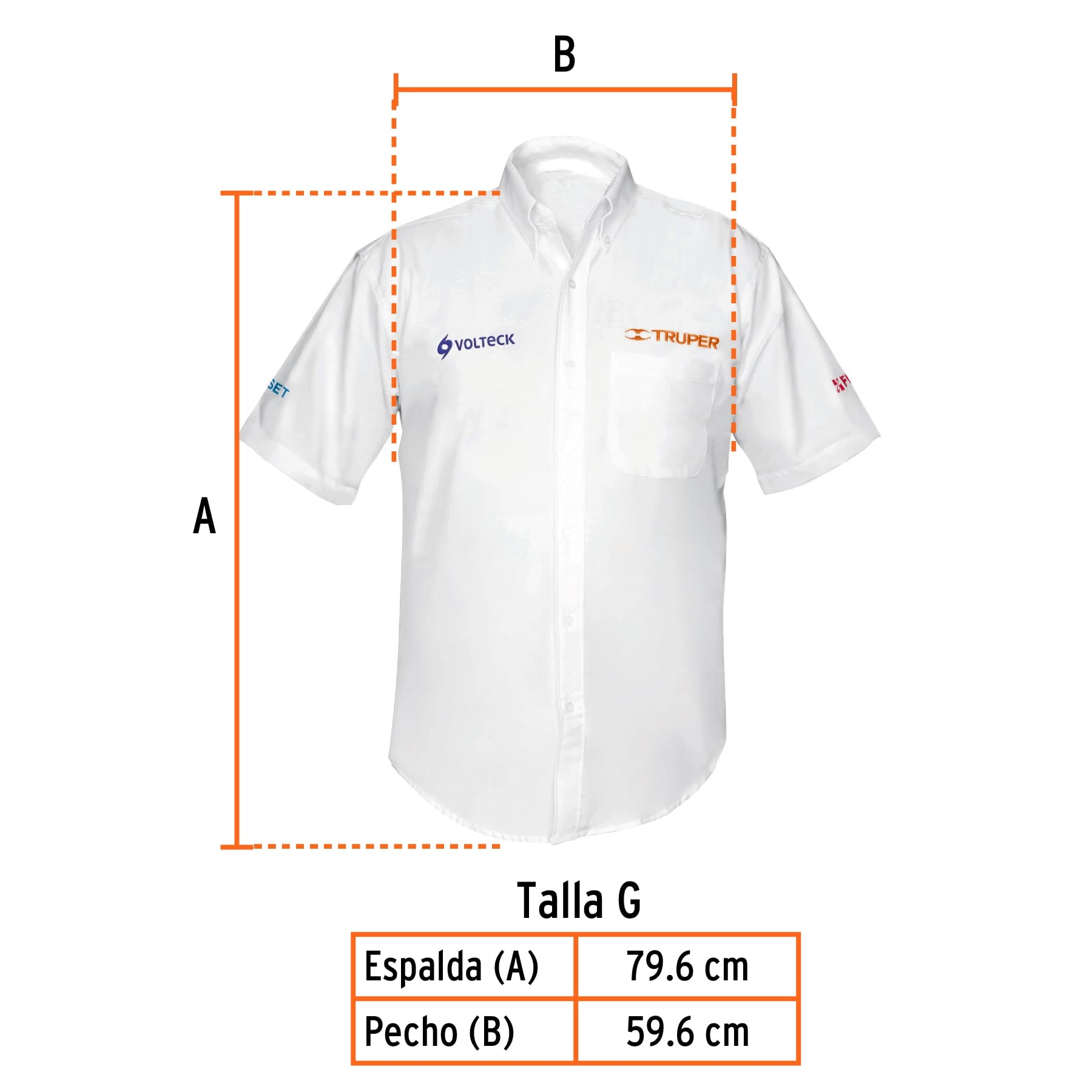 Camisa manga corta para hombre, blanca, G, TRUPER