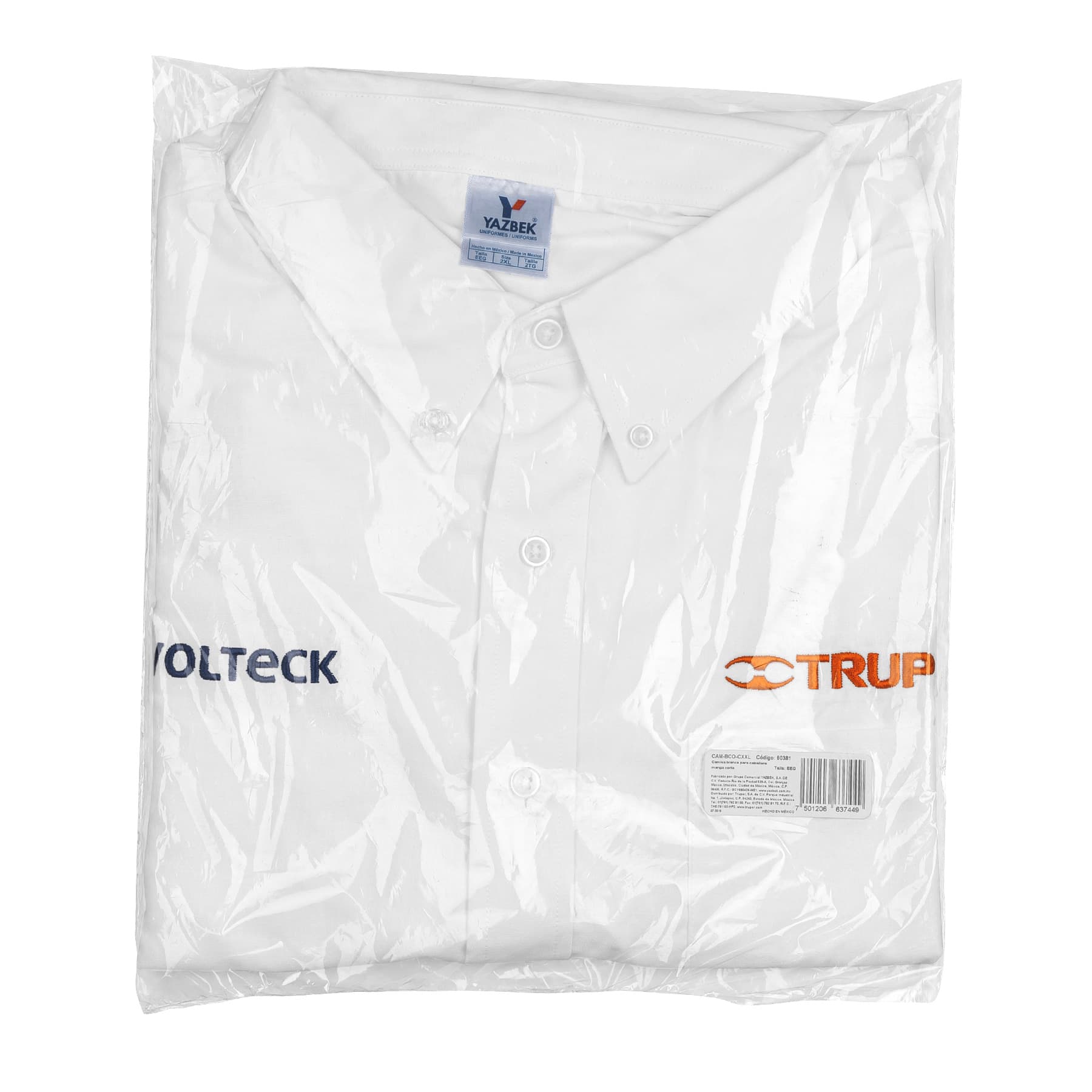 Camisa manga corta para hombre, blanca, EEG, TRUPER