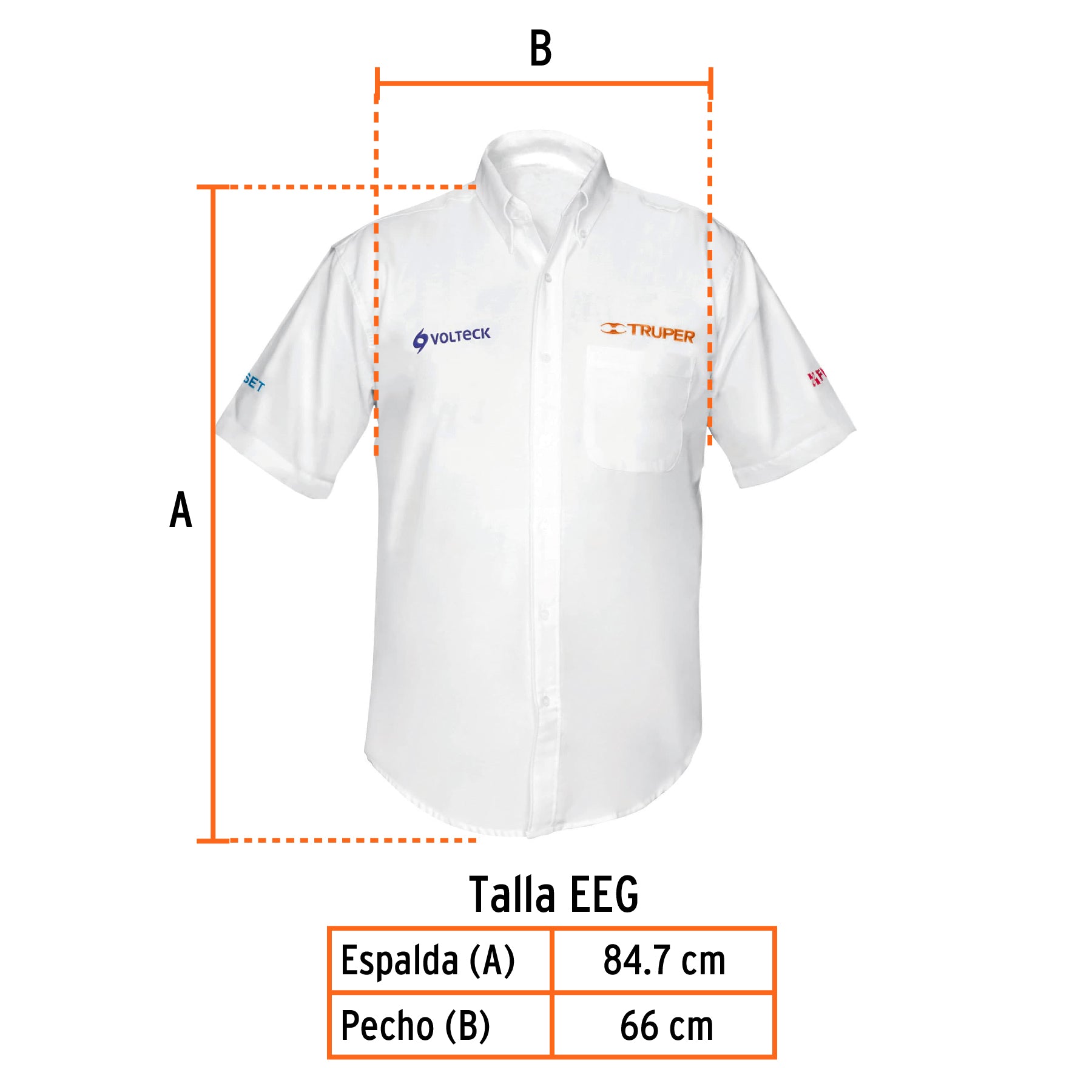 Camisa manga corta para hombre, blanca, EEG, TRUPER