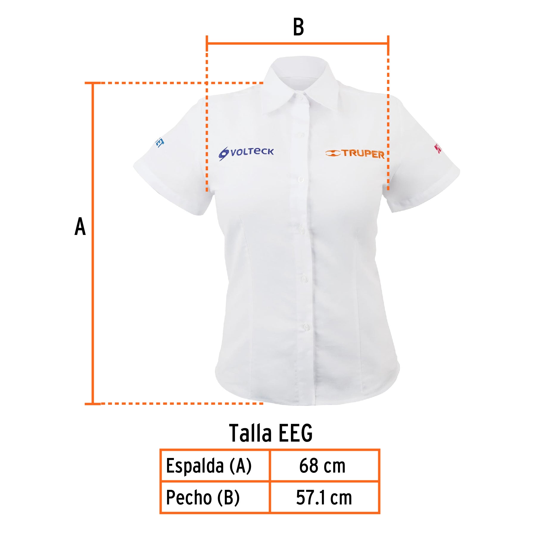 Camisa manga corta para mujer, blanca, EEG, TRUPER