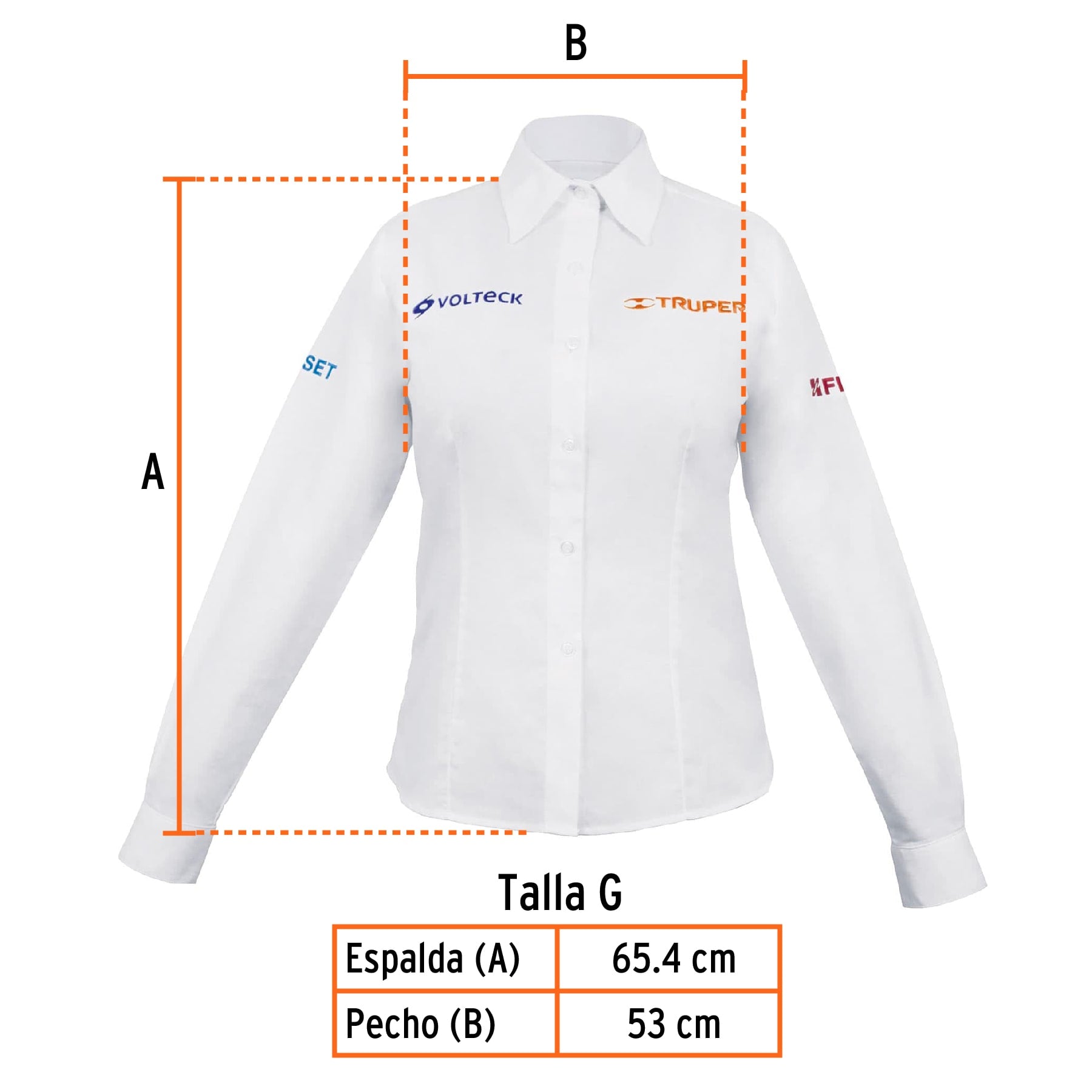 Camisa manga larga para mujer, blanca, G, TRUPER