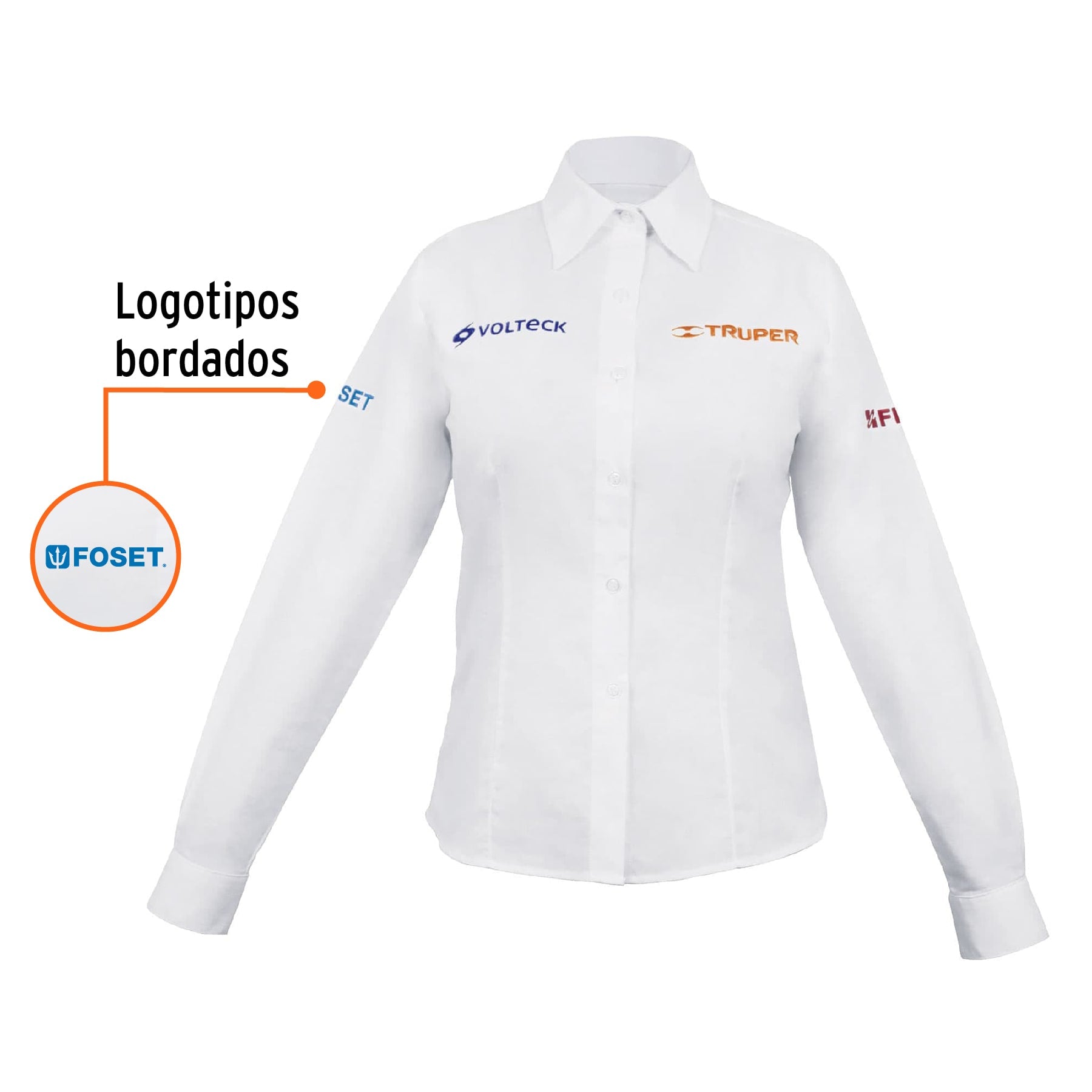 Camisa manga larga para mujer, blanca, CH, TRUPER