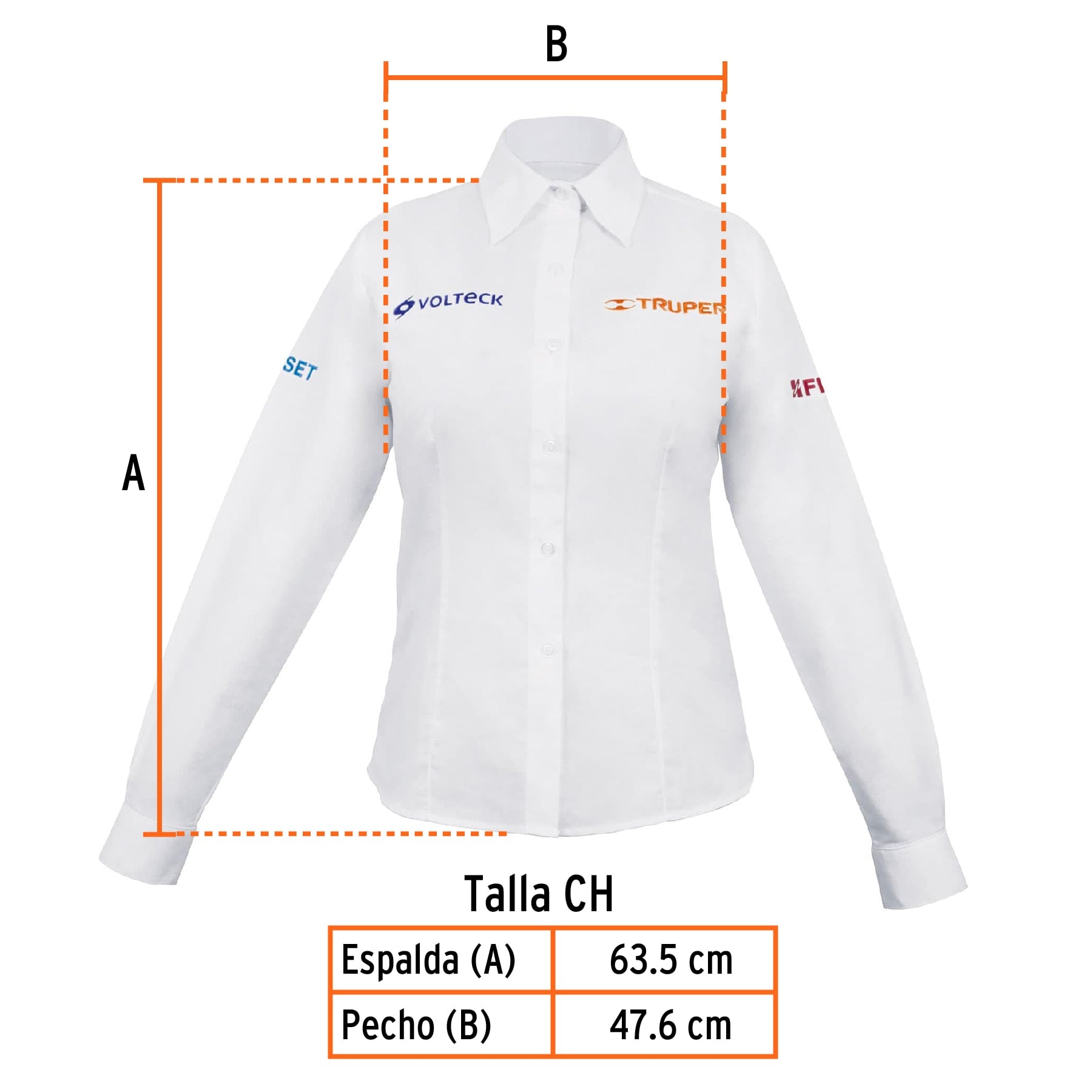 Camisa manga larga para mujer, blanca, CH, TRUPER