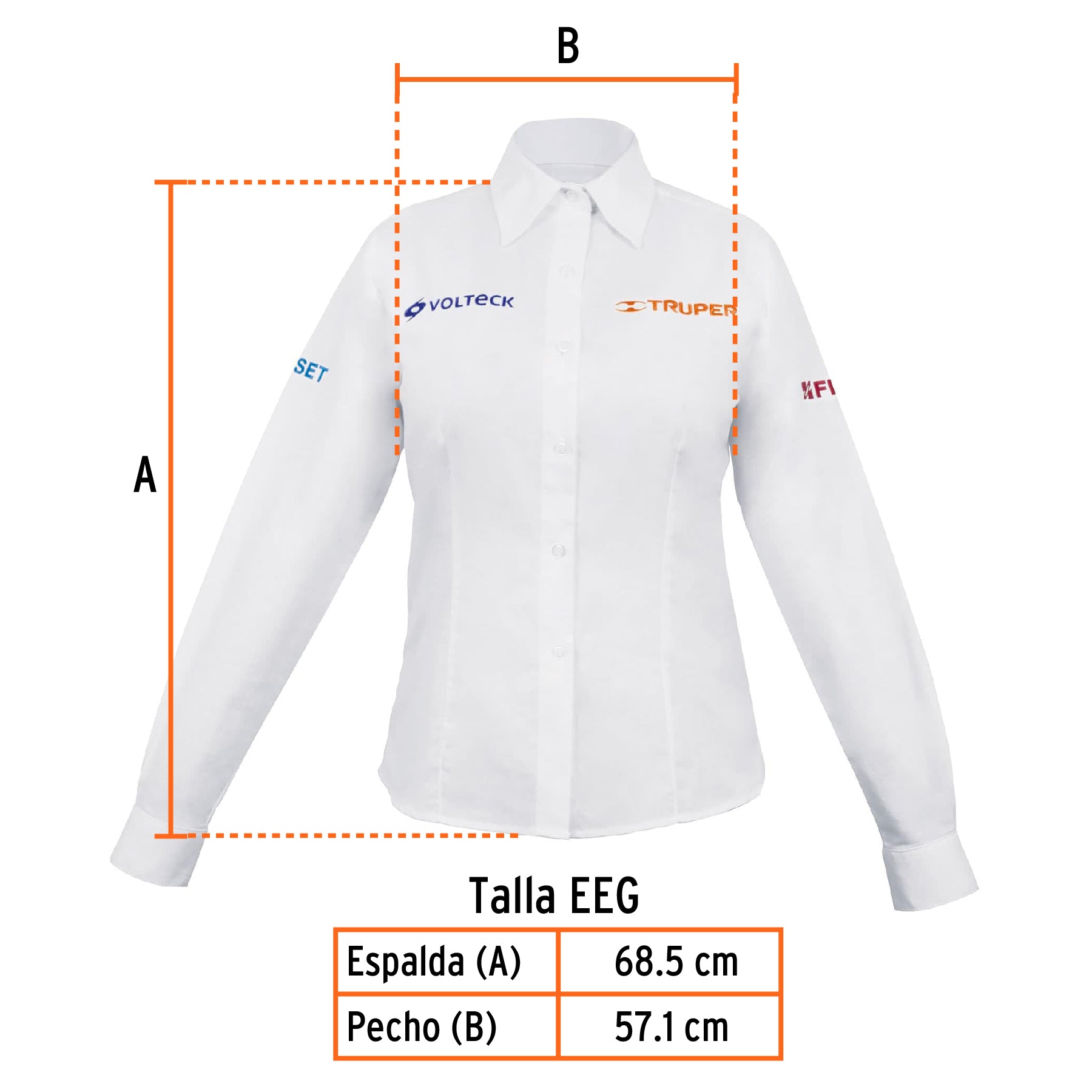Camisa manga larga para mujer, blanca, EEG, TRUPER