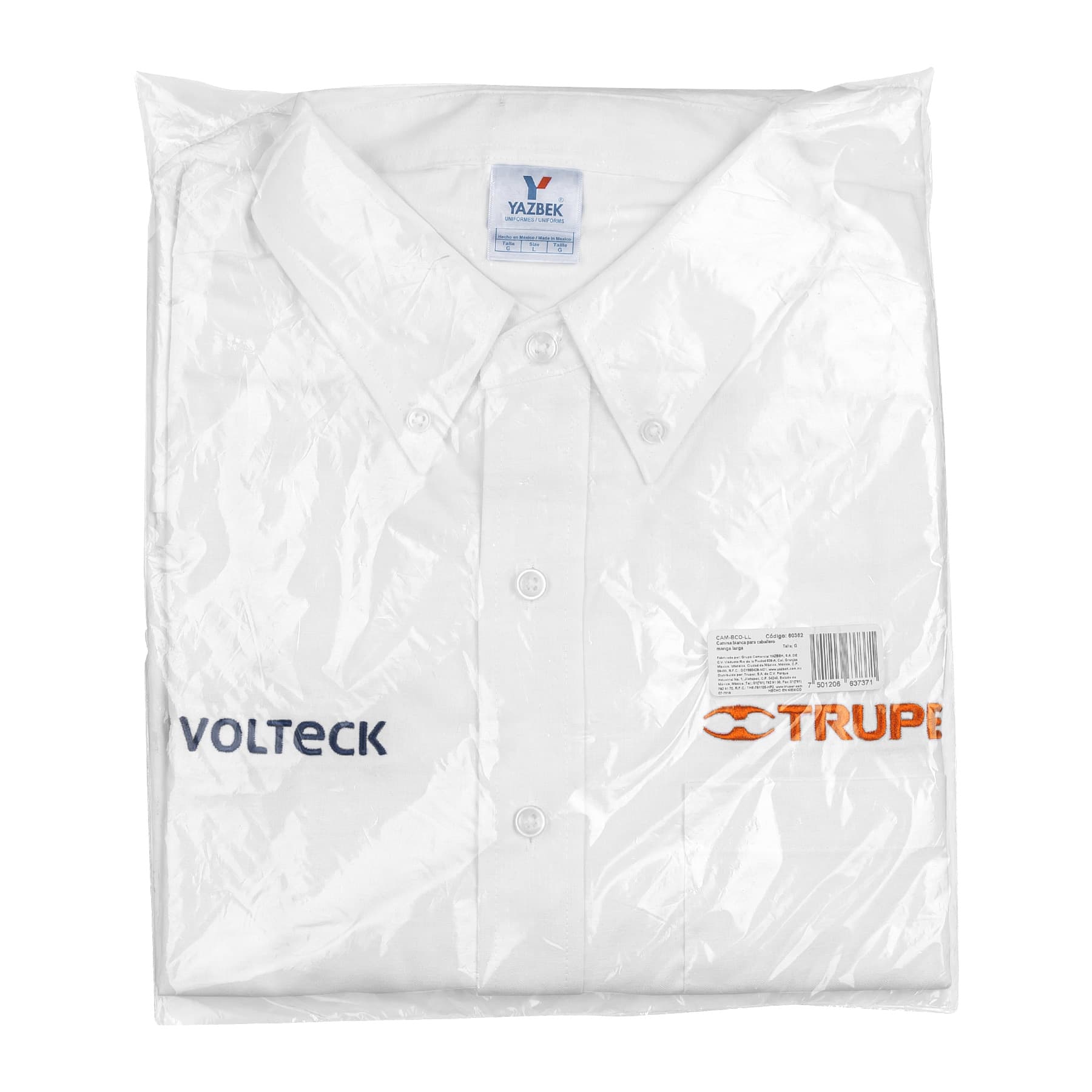 Camisa manga larga para hombre, blanca, G, TRUPER