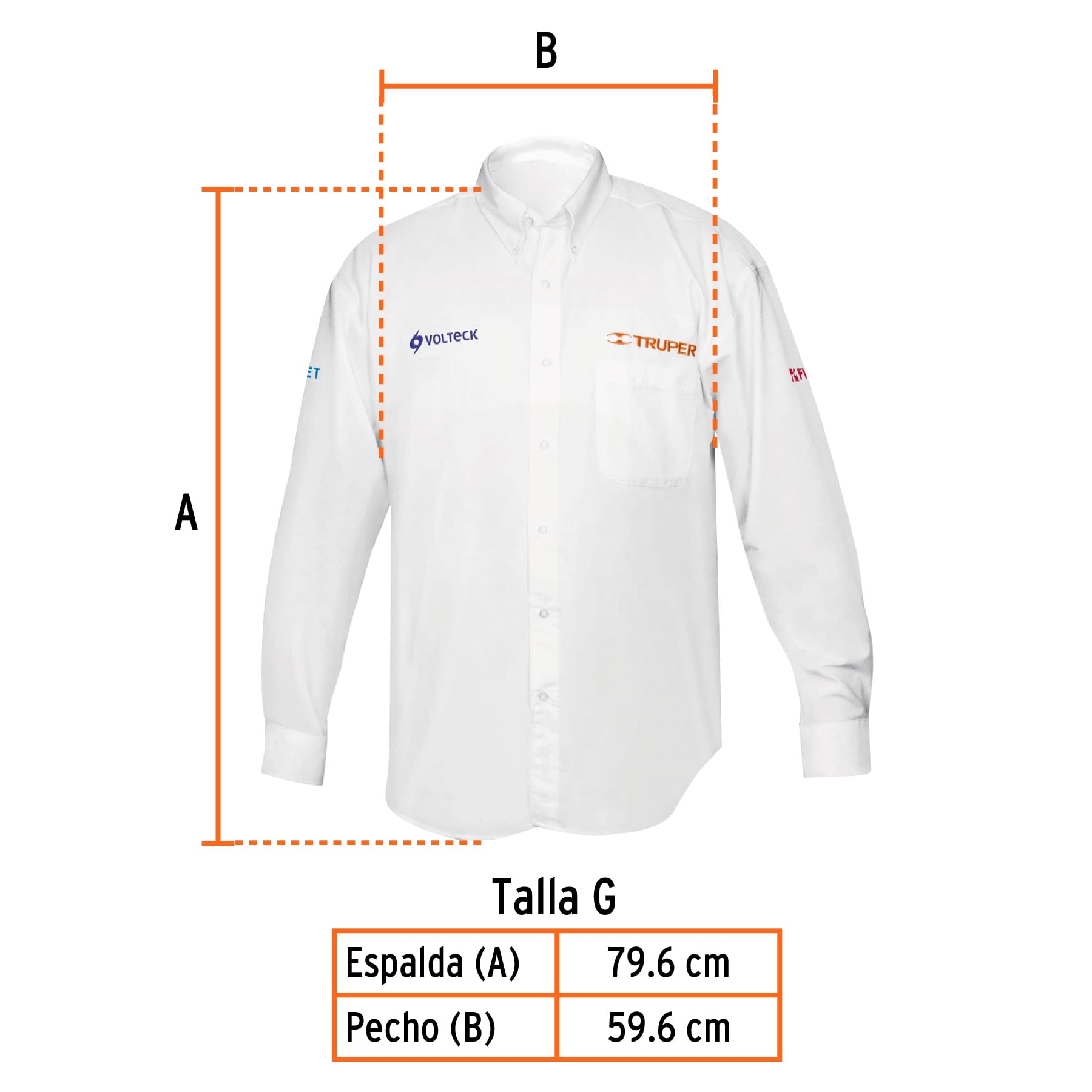 Camisa manga larga para hombre, blanca, G, TRUPER