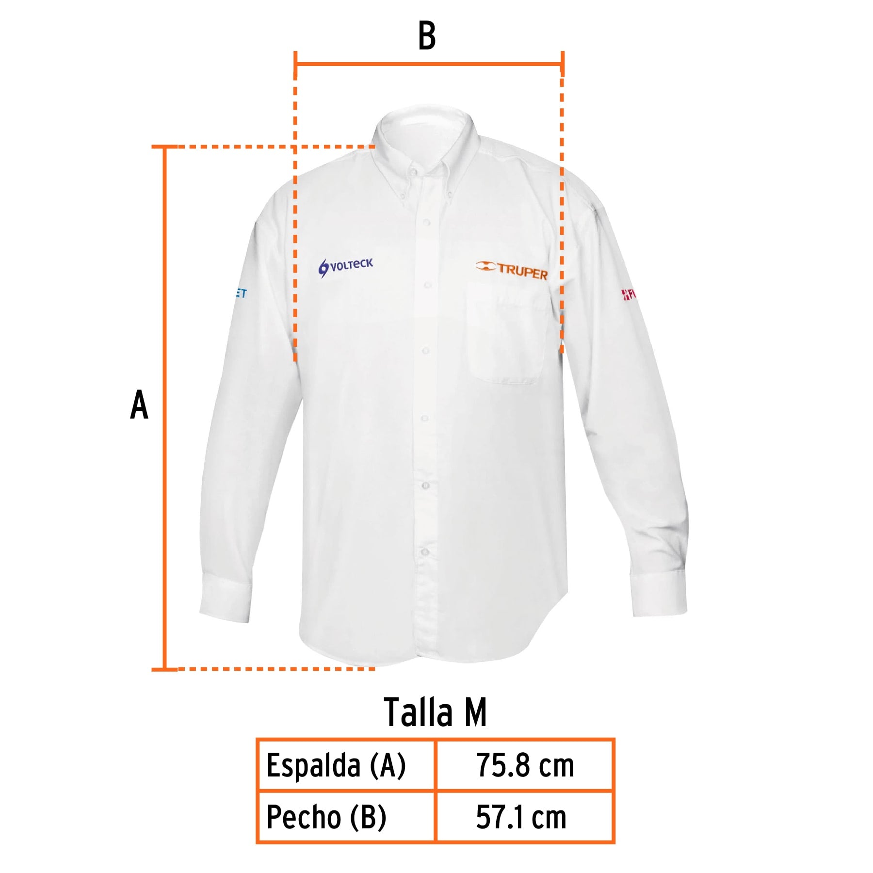 Camisa manga larga para hombre, blanca, M, TRUPER