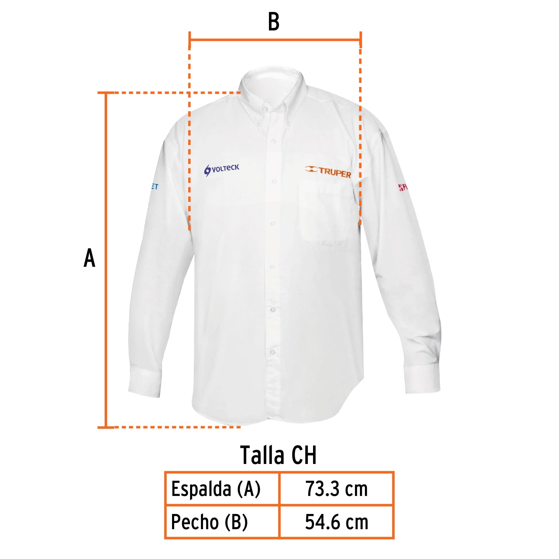 Camisa manga larga para hombre, blanca, CH, TRUPER