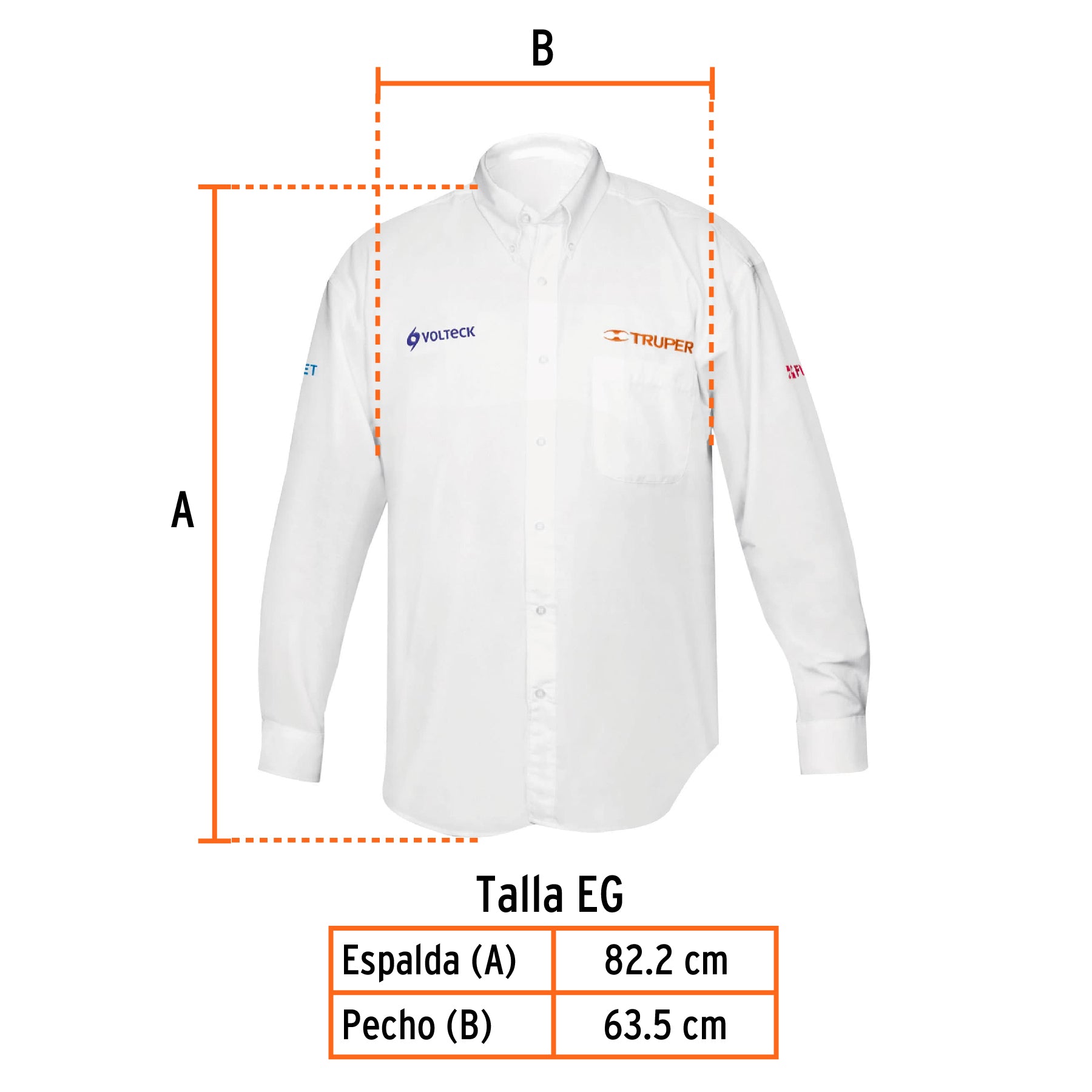 Camisa manga larga para hombre, blanca, EG, TRUPER