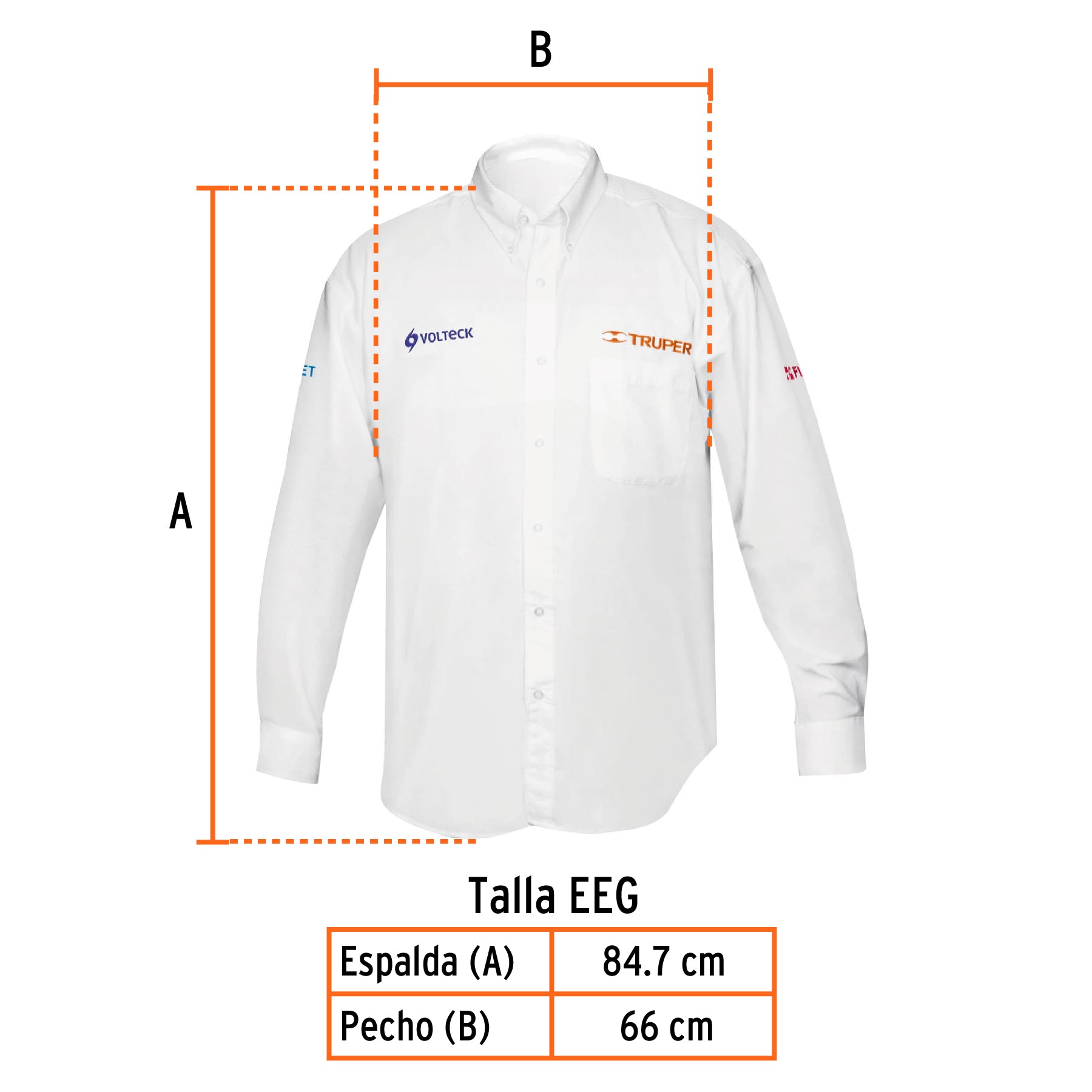 Camisa manga larga para hombre, blanca, EEG, TRUPER