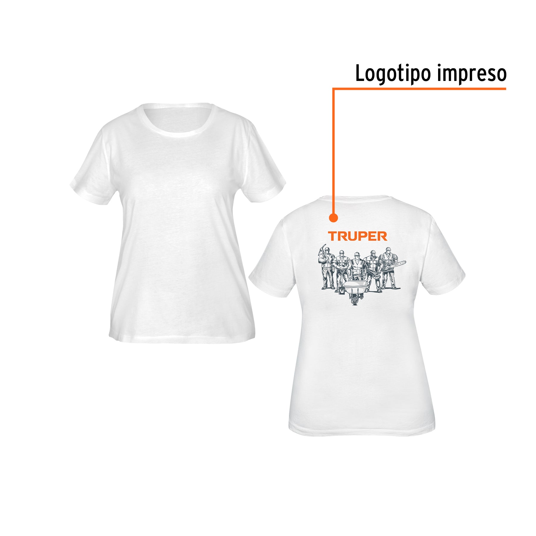Playera cuello redondo para mujer, blanca, CH, TRUPER