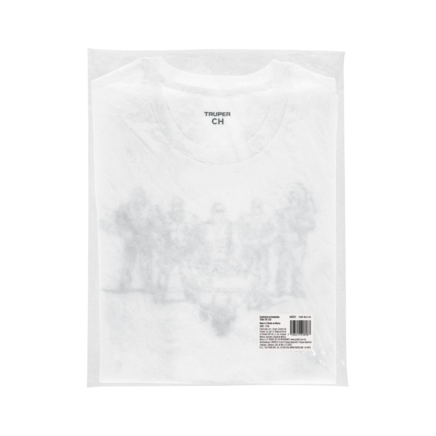 Playera cuello redondo para hombre, blanca, CH, TRUPER