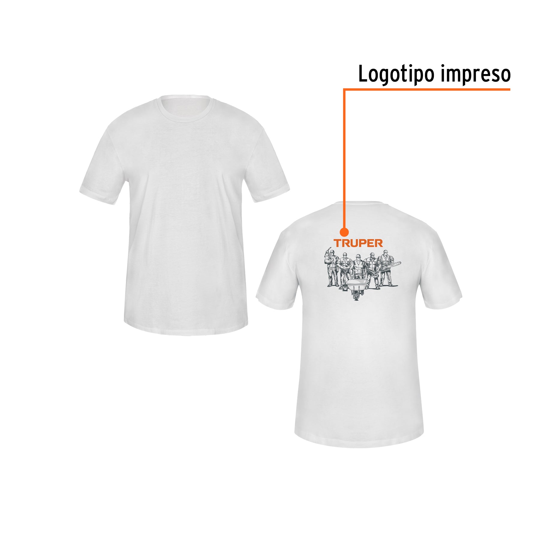 Playera cuello redondo para hombre, blanca, CH, TRUPER
