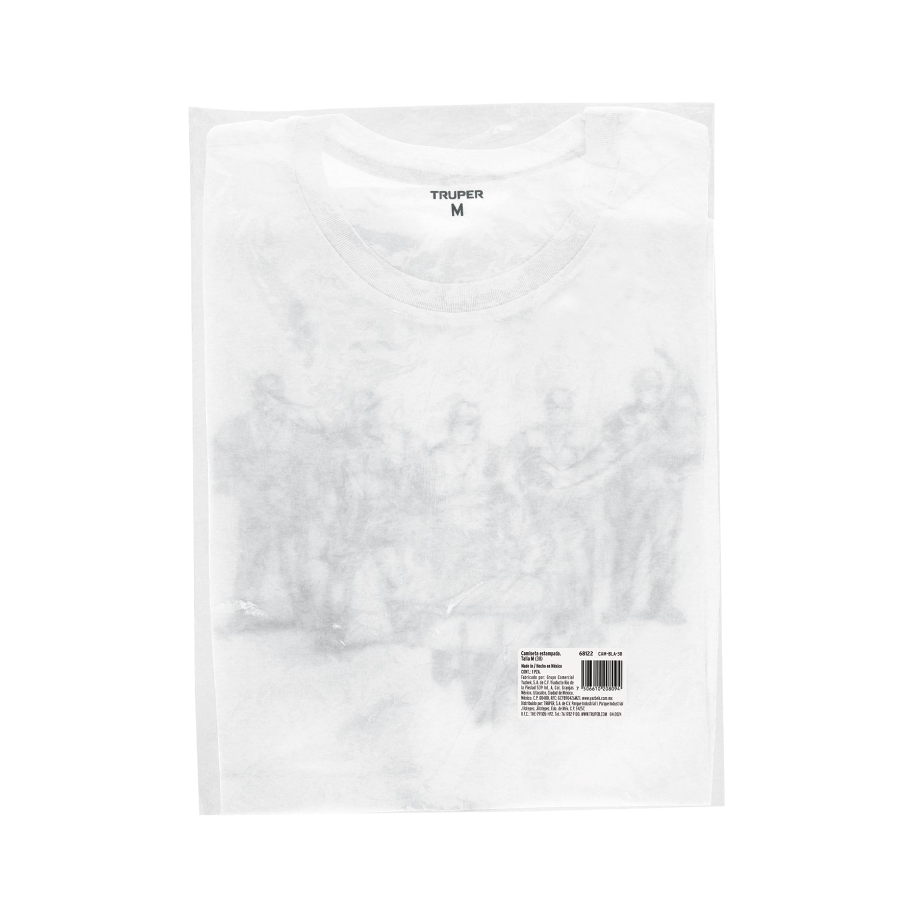Playera cuello redondo para hombre, blanca, M, TRUPER