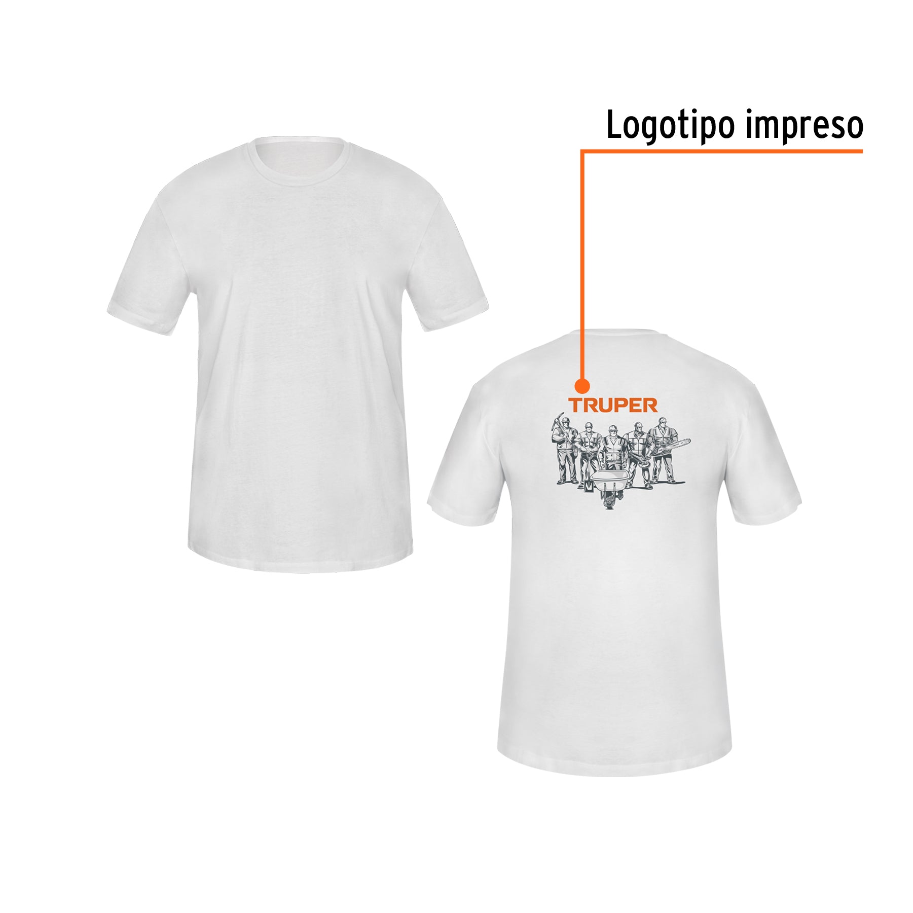 Playera cuello redondo para hombre, blanca, M, TRUPER