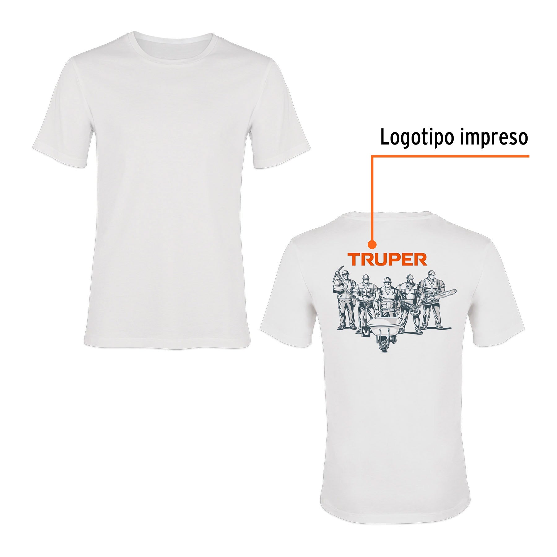 Playera cuello redondo para hombre, blanca, G, TRUPER
