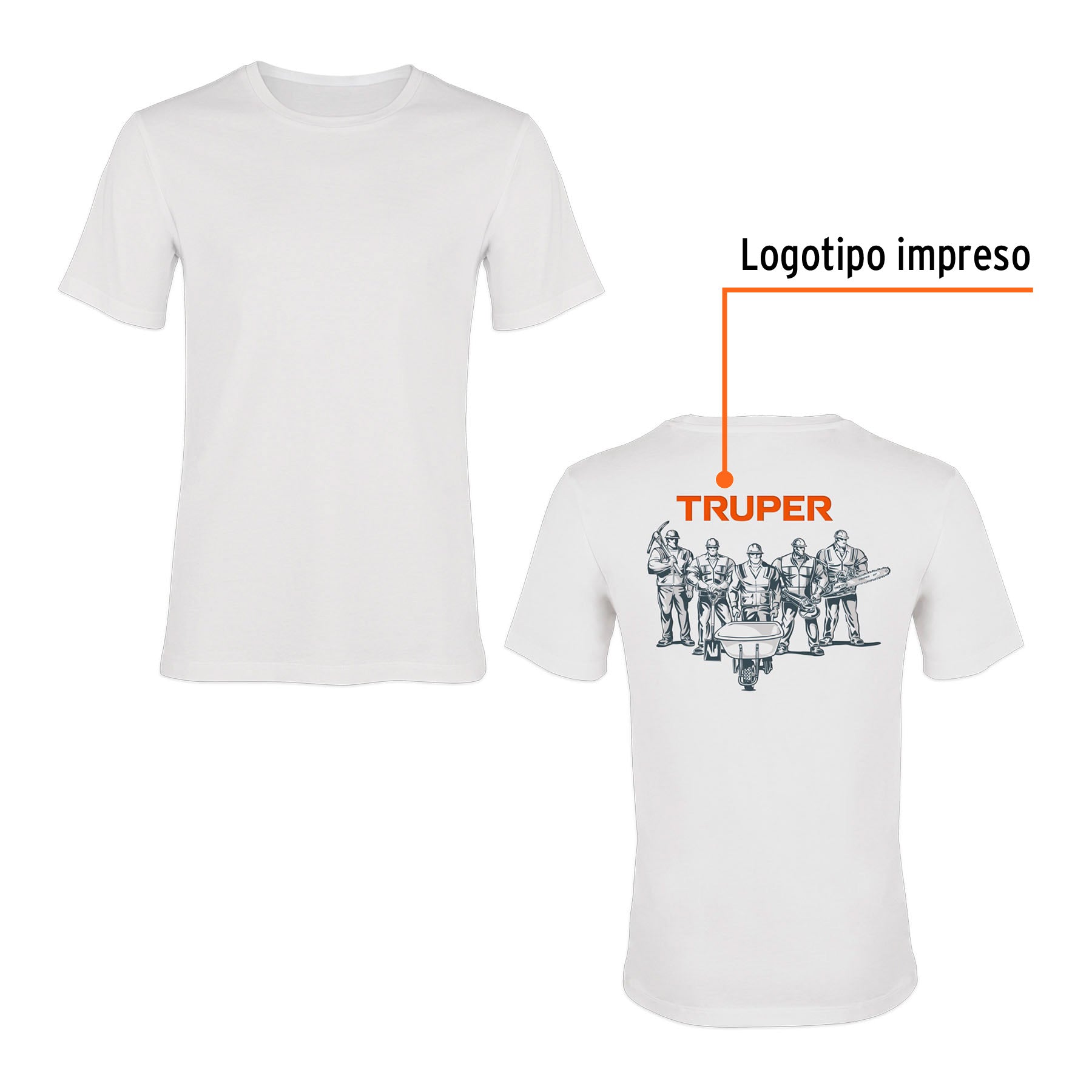 Playera cuello redondo para hombre, blanca, EG, TRUPER