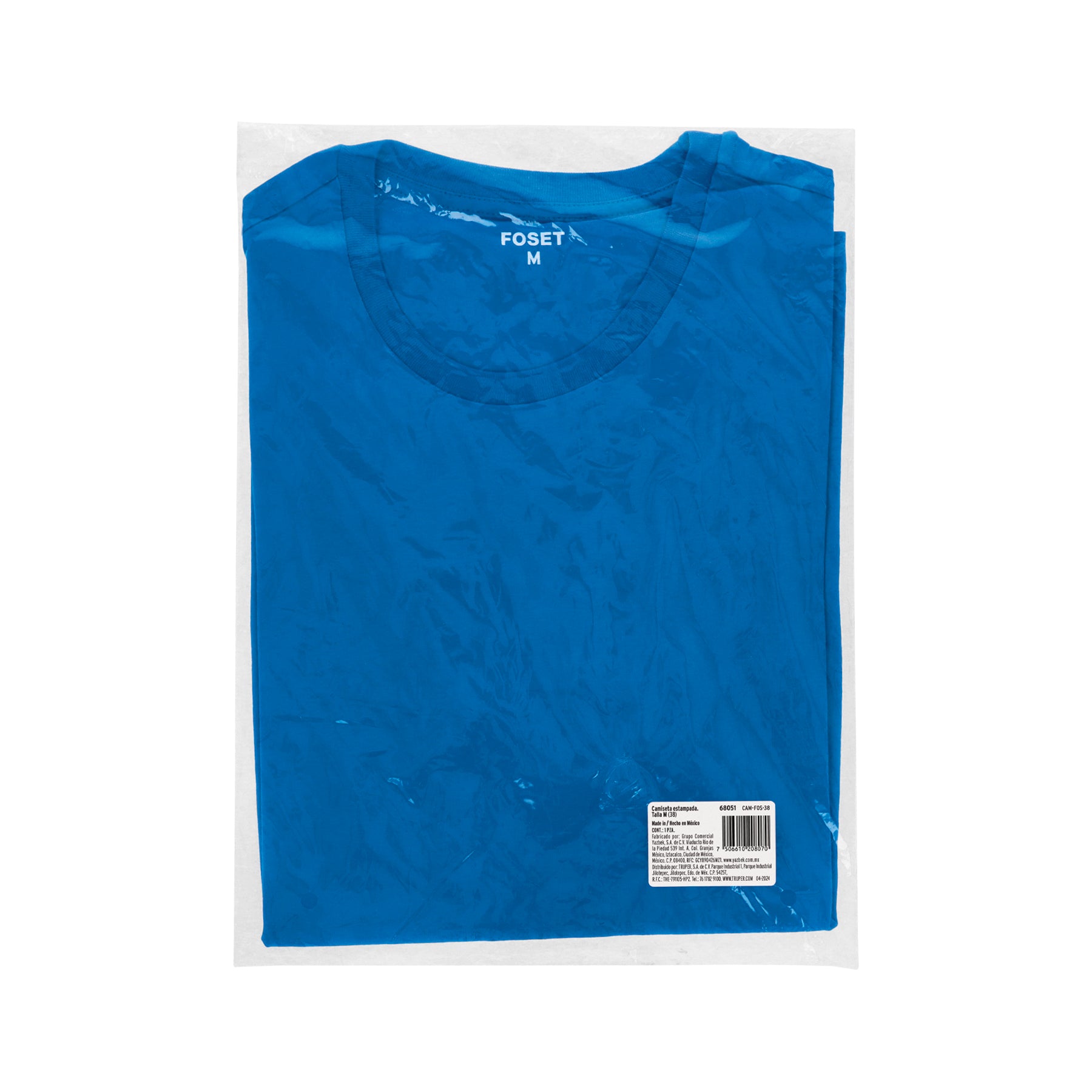 Playera cuello redondo para hombre, azul, M, Truper