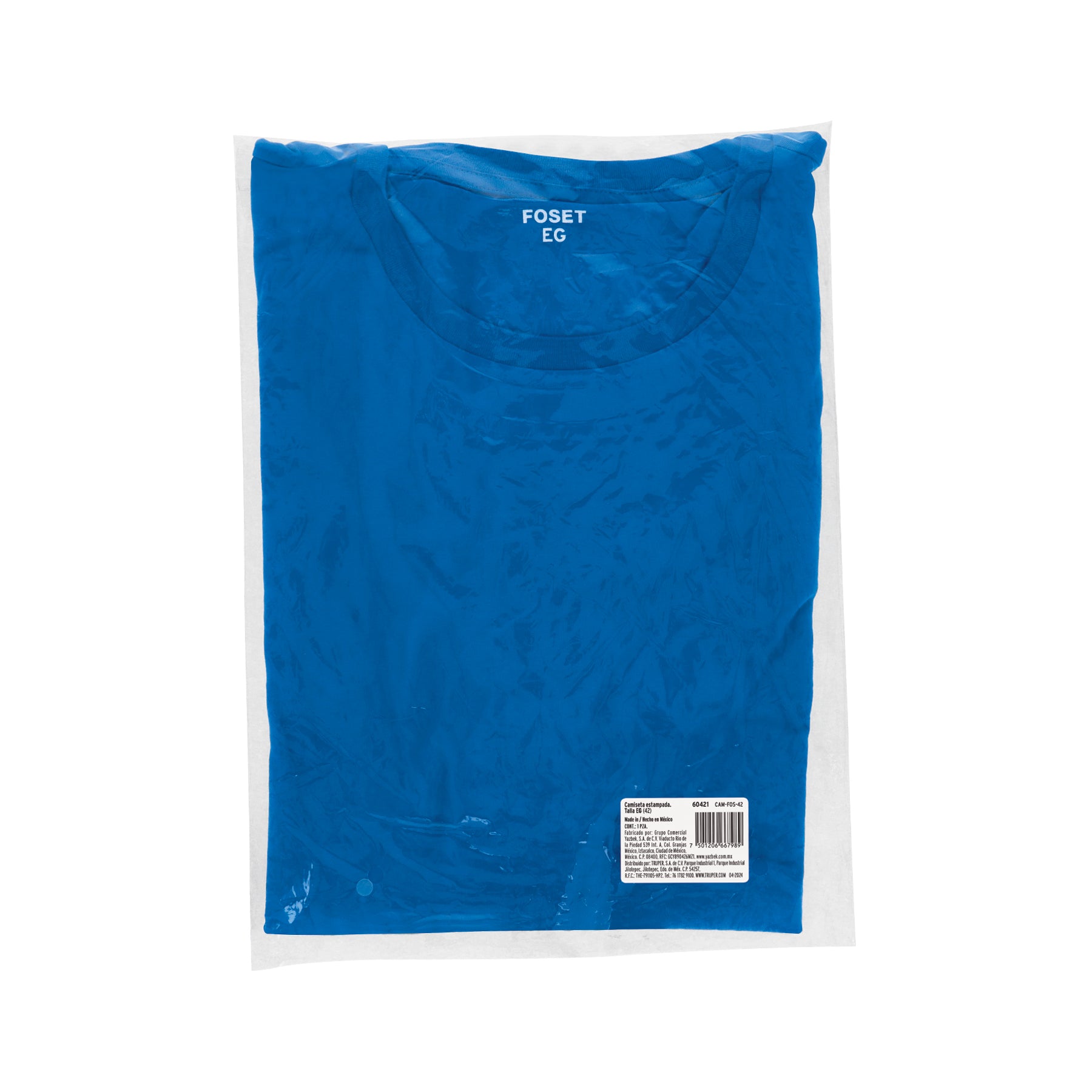 Playera cuello redondo para hombre, azul, EG, FOSET