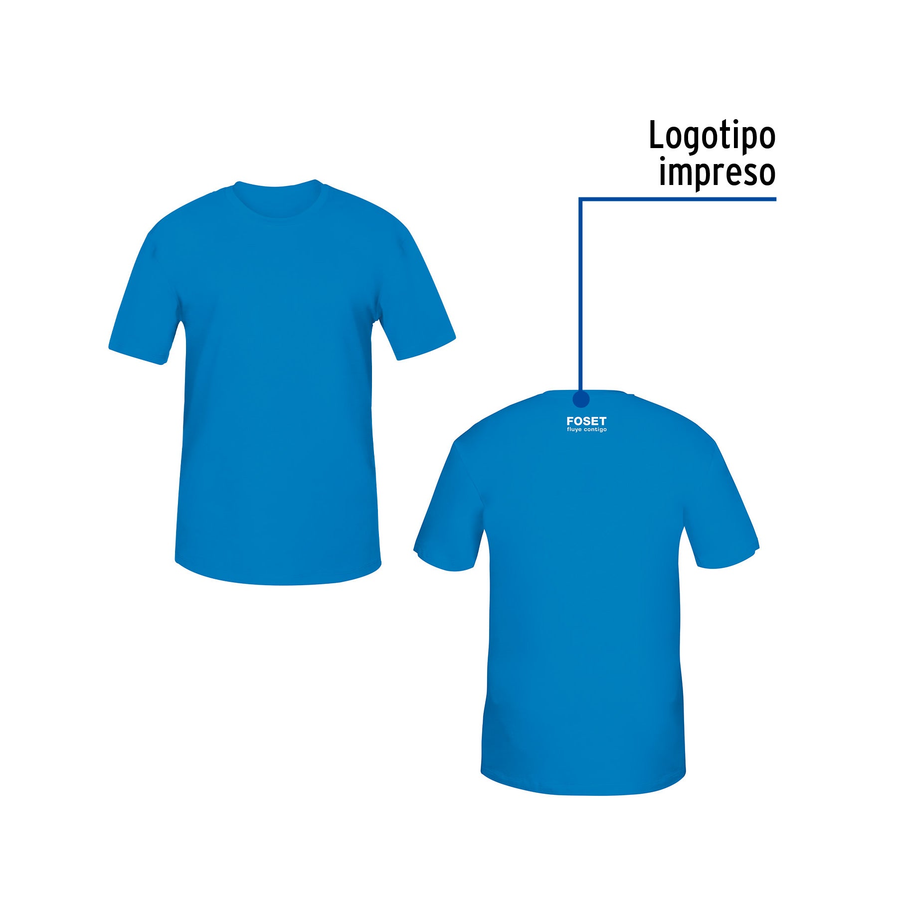 Playera cuello redondo para hombre, azul, EG, FOSET