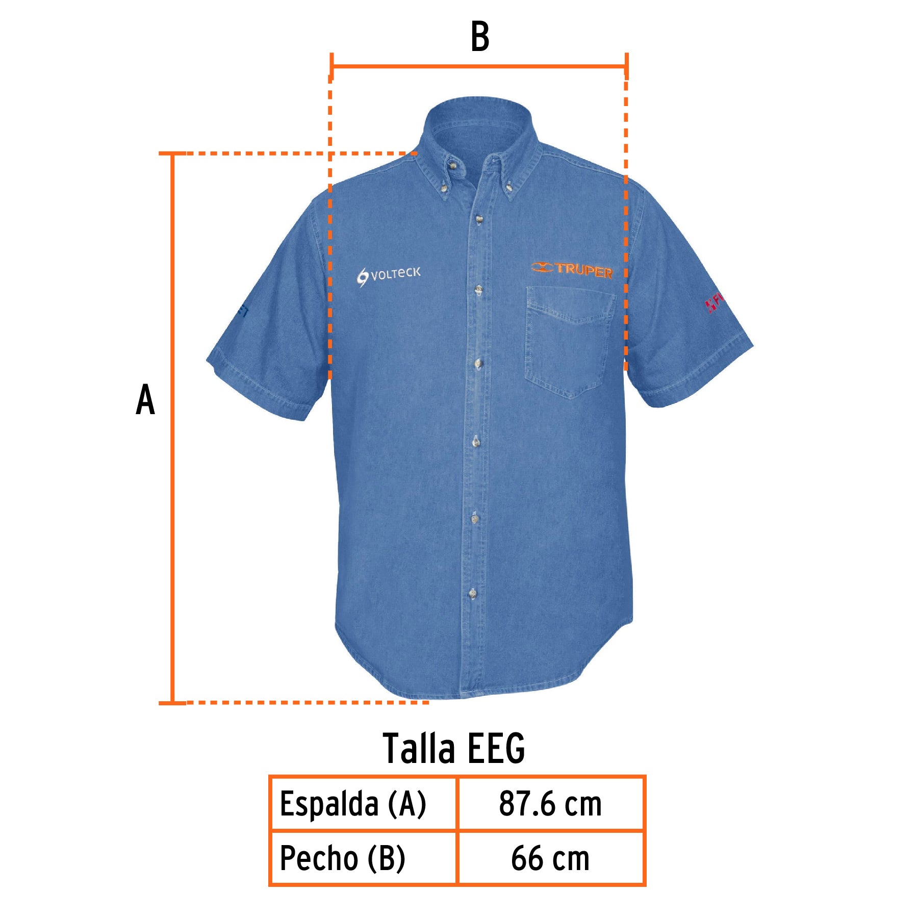Camisa de mezclilla manga corta para hombre, EEG, TRUPER