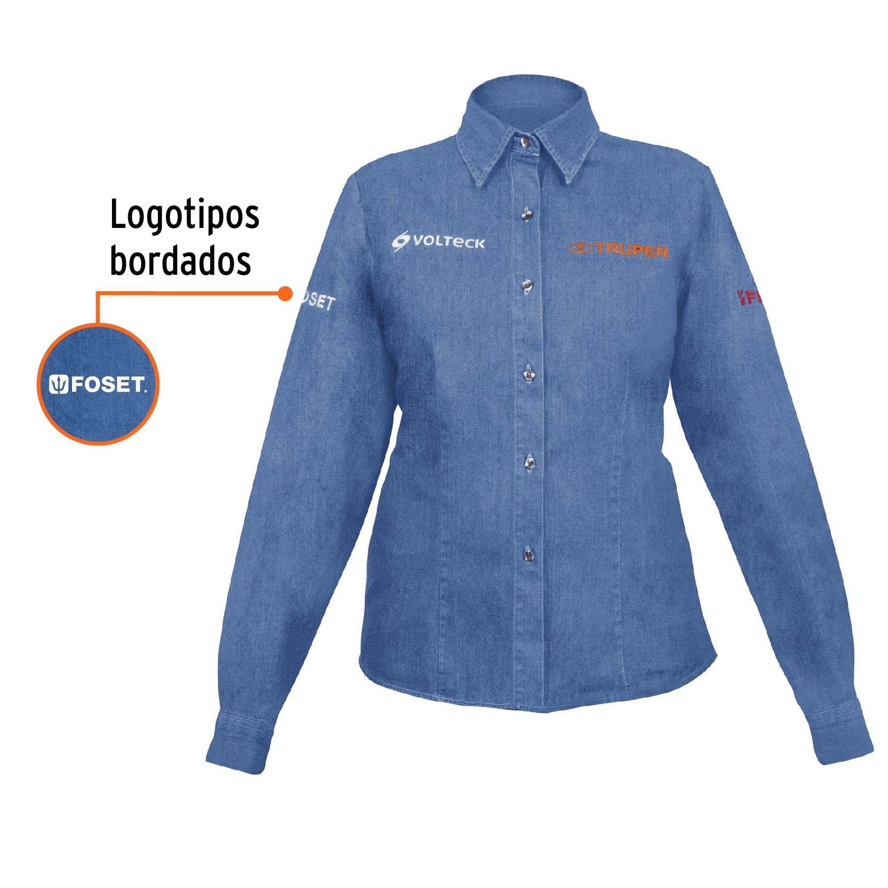 Camisa de mezclilla manga larga para mujer, EEG, TRUPER