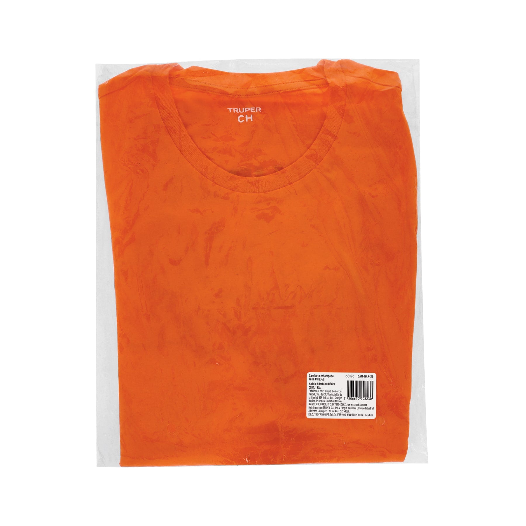 Playera cuello redondo para hombre, naranja, CH, TRUPER