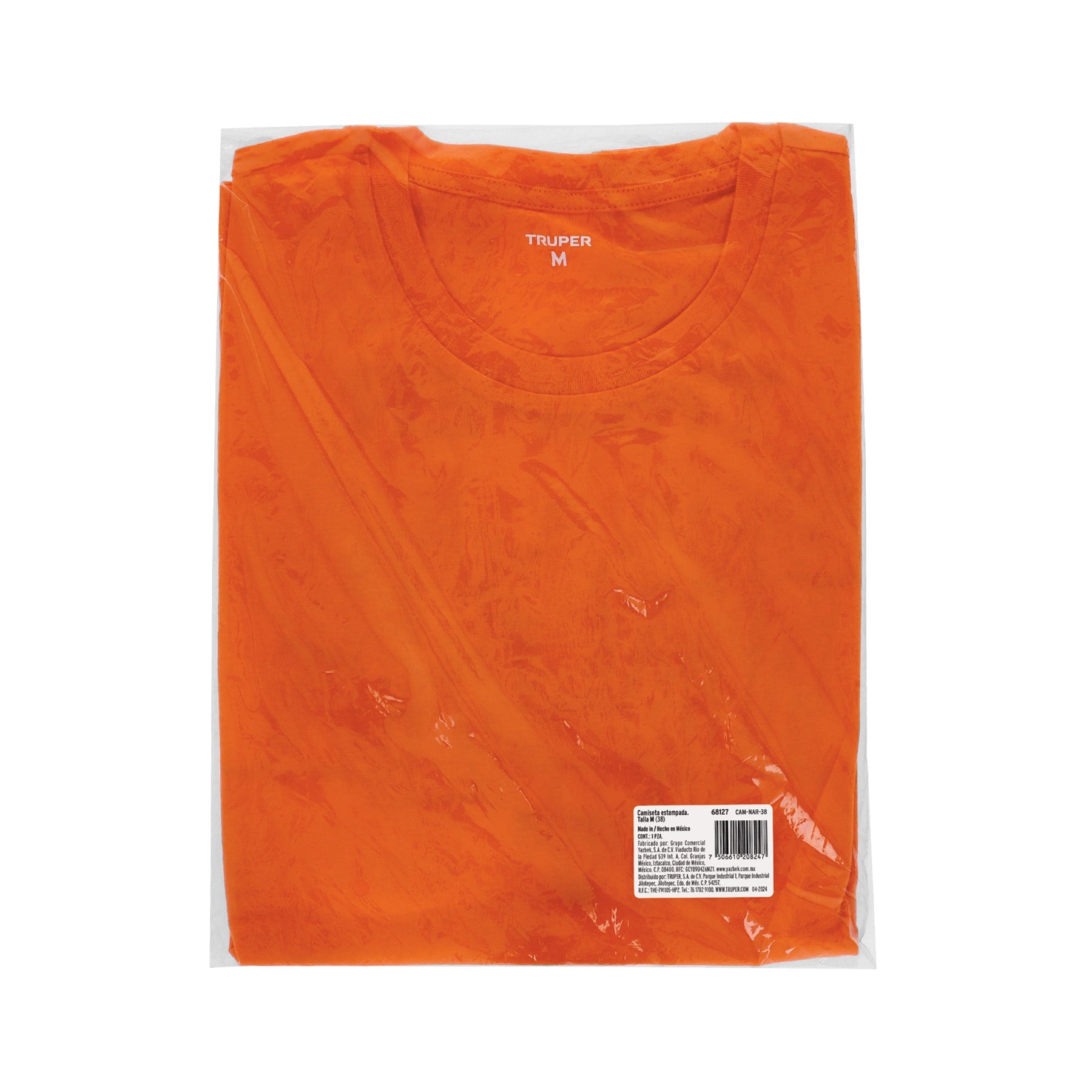 Playera cuello redondo para hombre, naranja, M, TRUPER