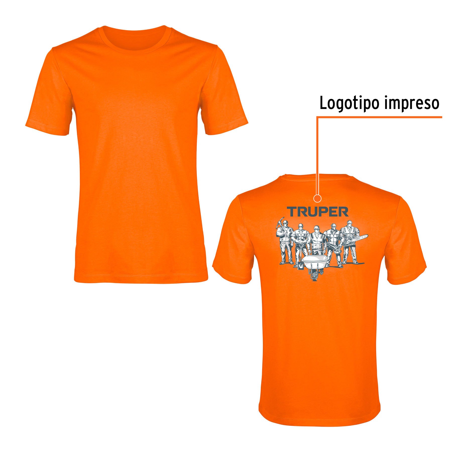 Playera cuello redondo para hombre, naranja, EG, TRUPER