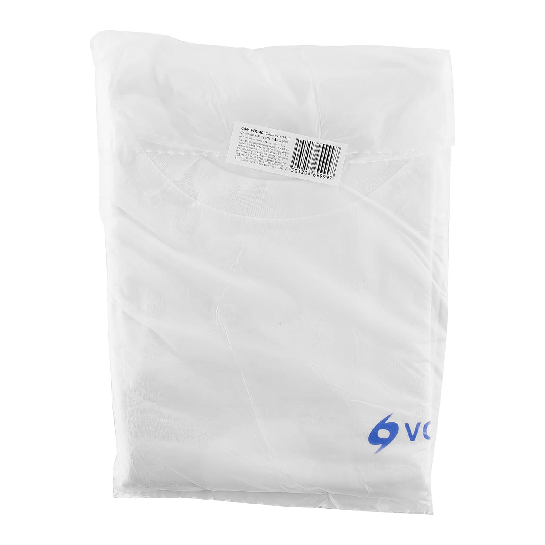 Playera cuello redondo para hombre, blanca, G, VOLTECK