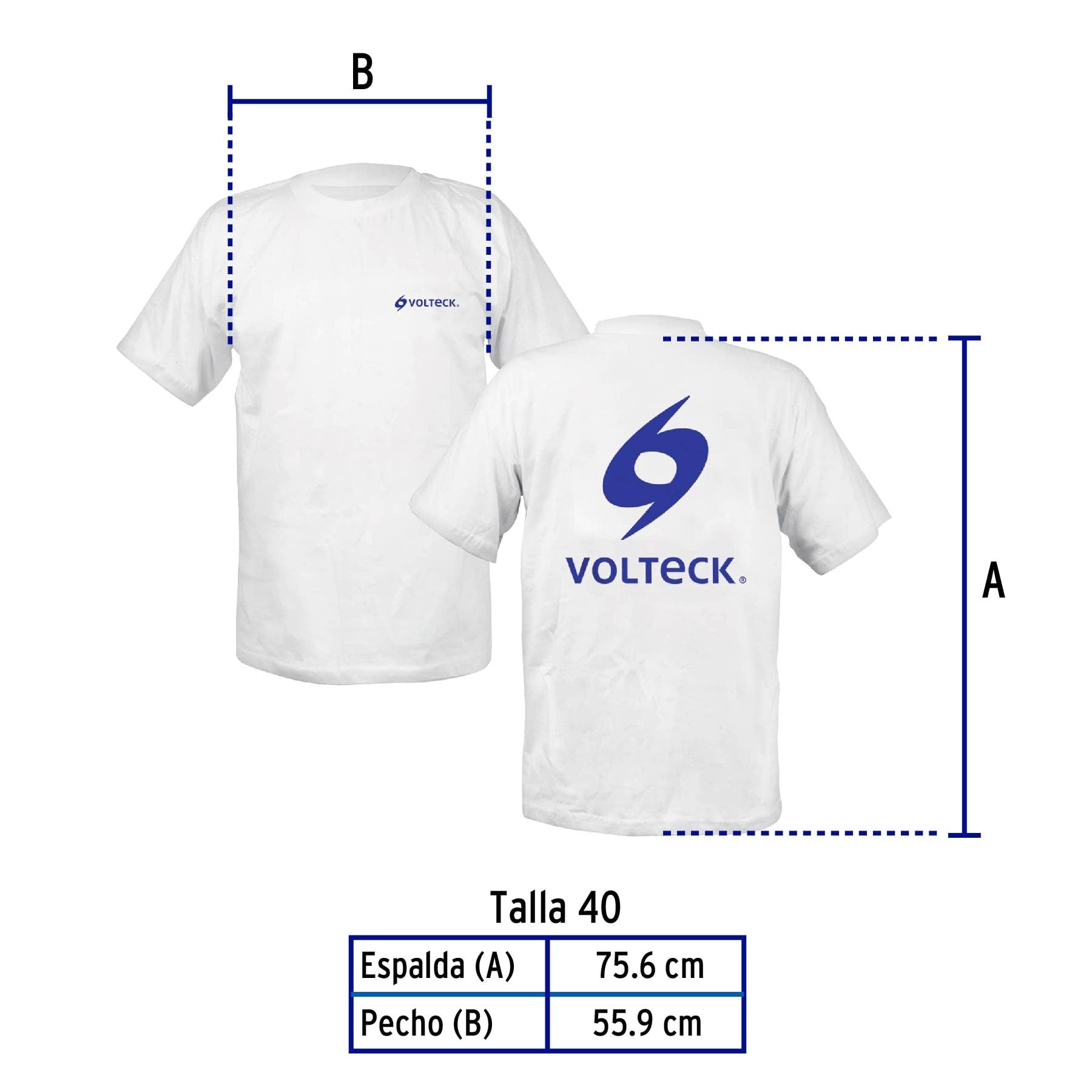 Playera cuello redondo para hombre, blanca, G, VOLTECK