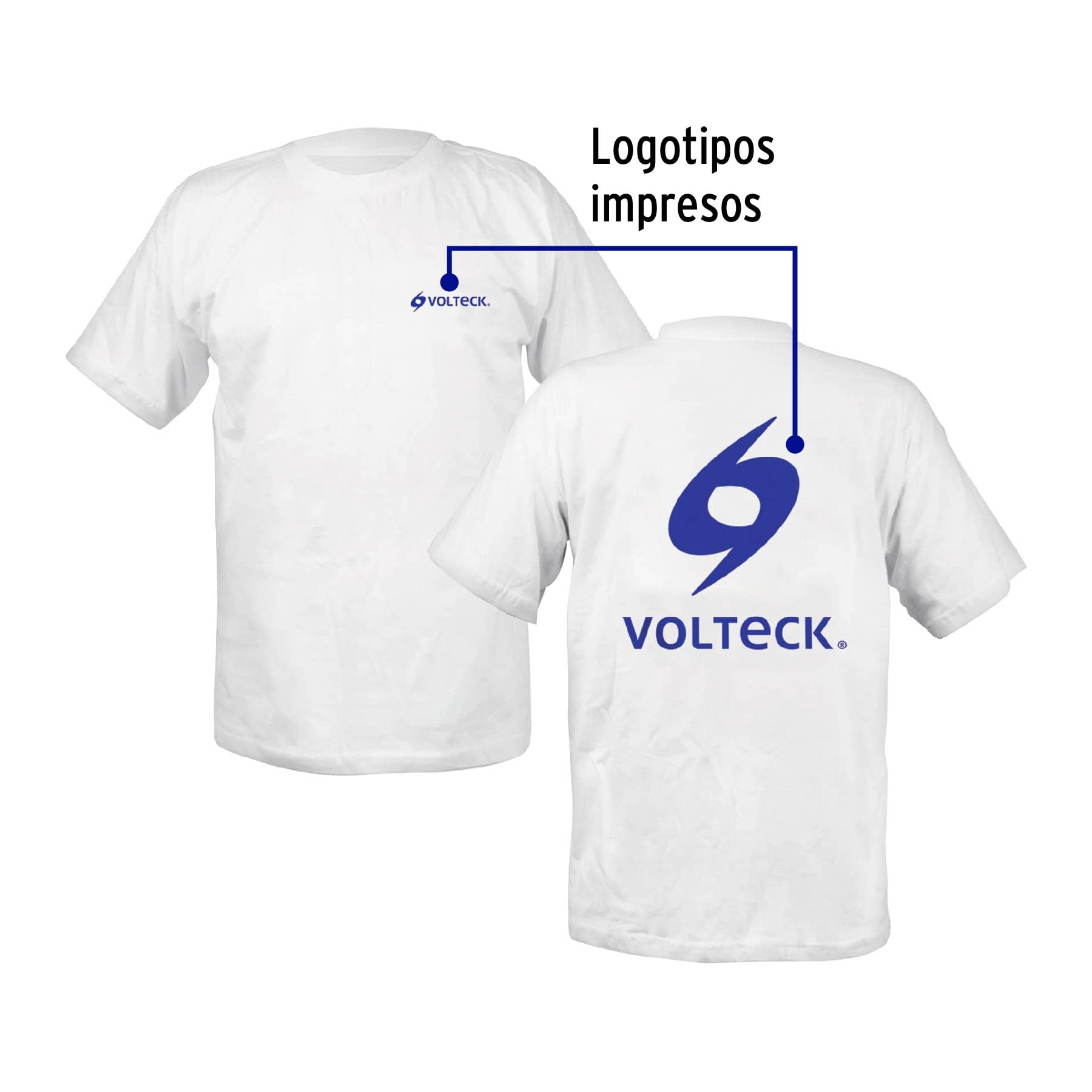 Playera cuello redondo para hombre, blanca, EG, VOLTECK