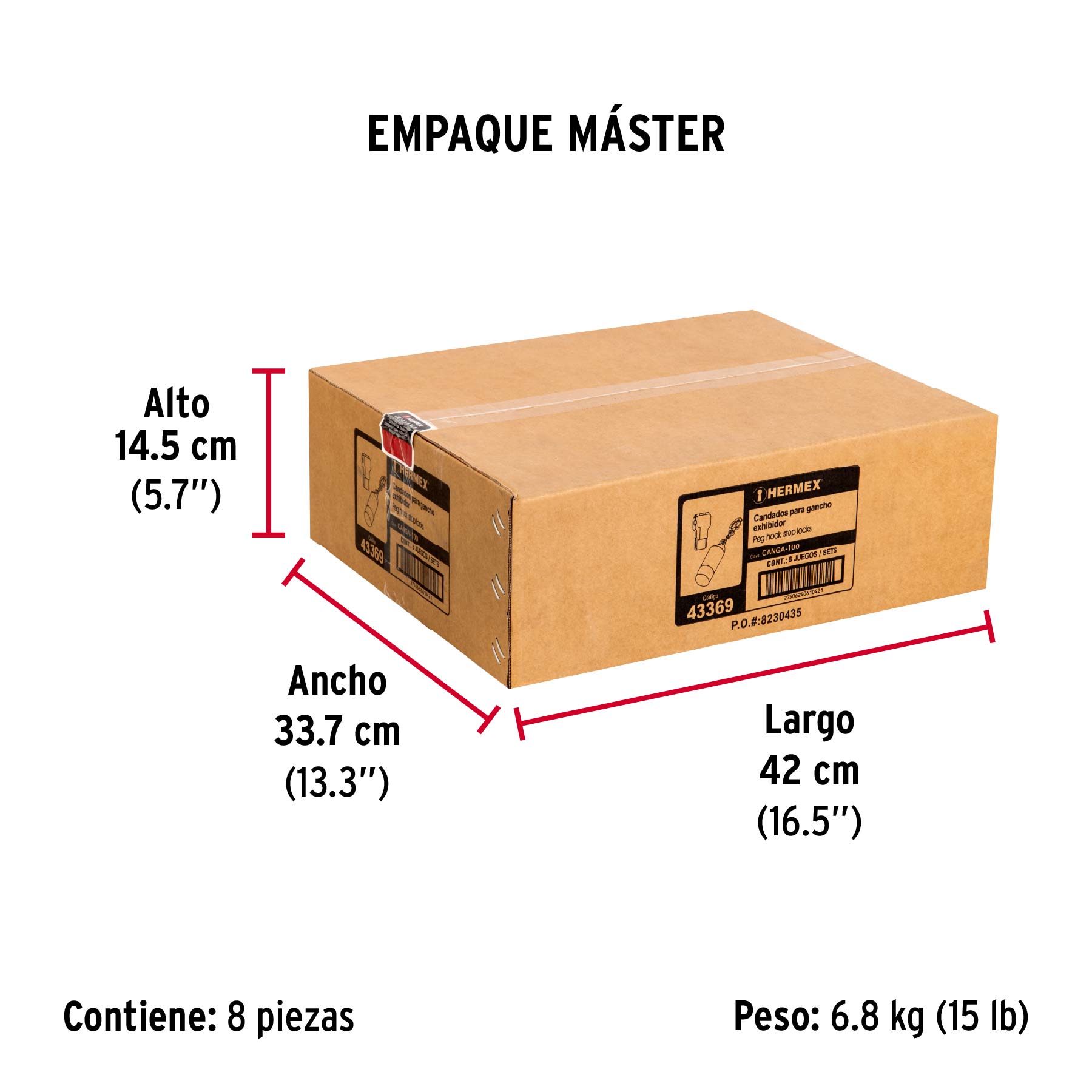 Caja con 100 candados para gancho y 1 llave magnética - Empaque