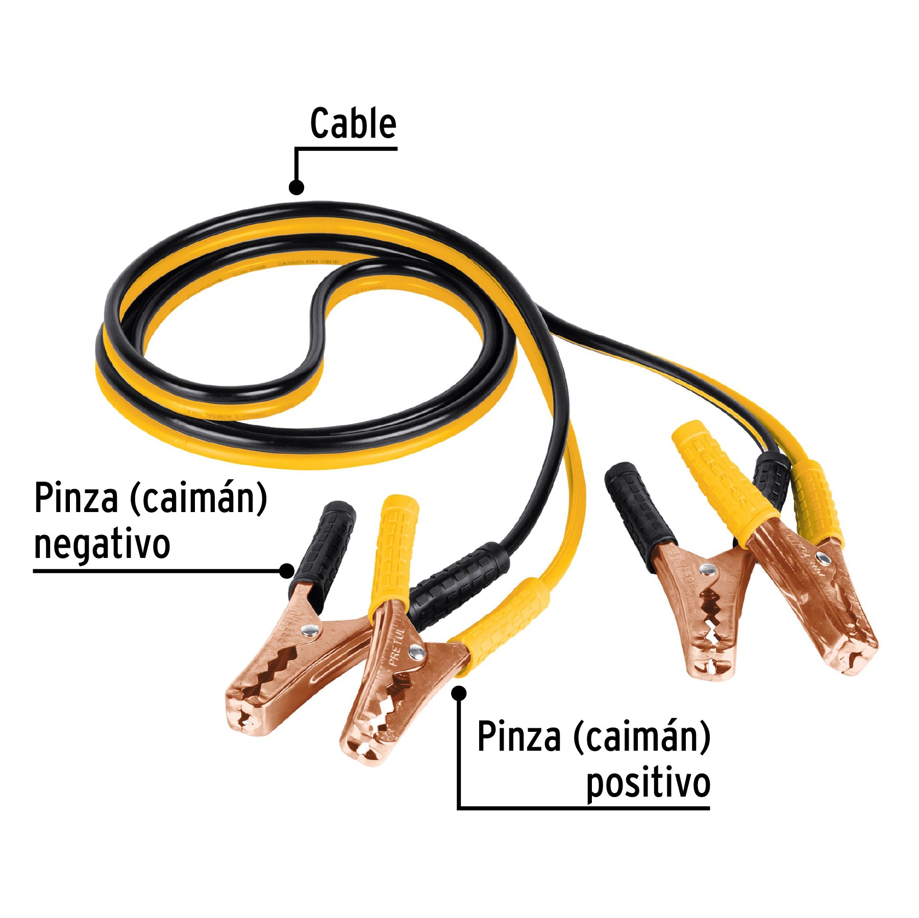 Cables pasa corriente 2.5m, 125 A, 10 AWG, con funda, PRETUL