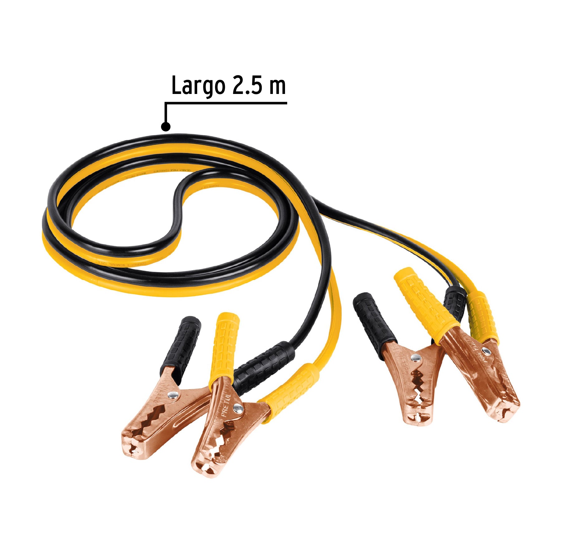 Cables pasa corriente 2.5m, 125 A, 10 AWG, con funda, PRETUL