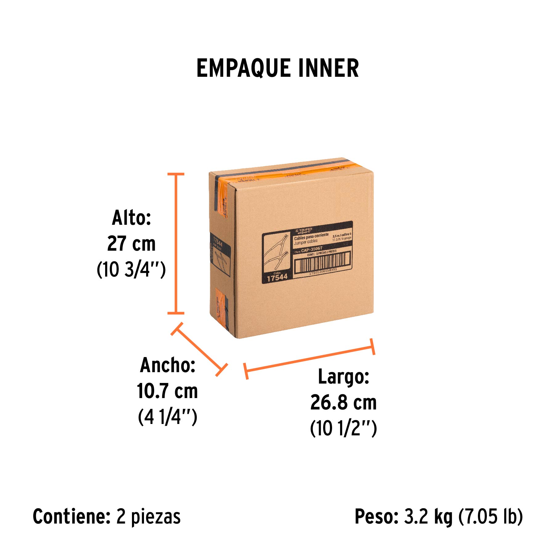 Cables pasa corriente 3.5 m, 350 A, 6 AWG, con funda, EXPERT - Empaque