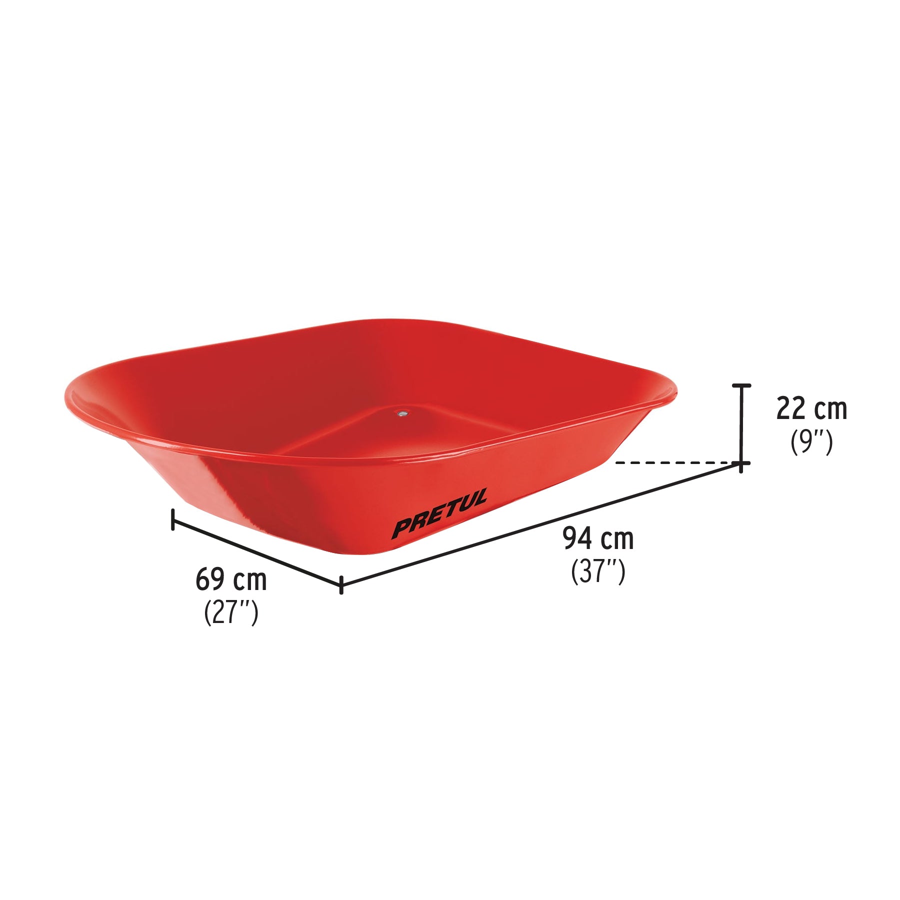 Carretilla 4 ft3 roja, imponchable, bastidor tubular, PRETUL