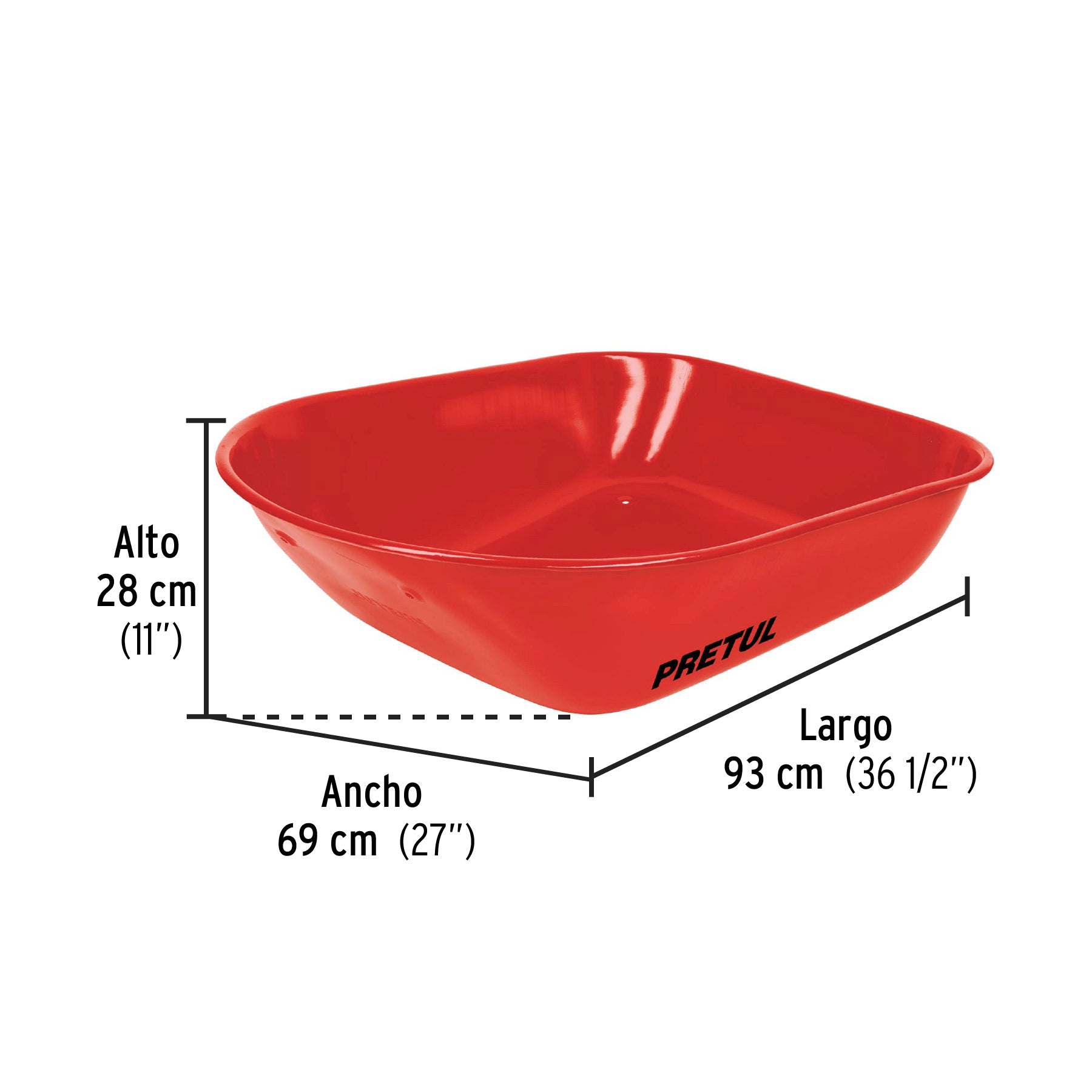 Carretilla 5.5 ft3 roja, neumática, bastidor tubular, PRETUL