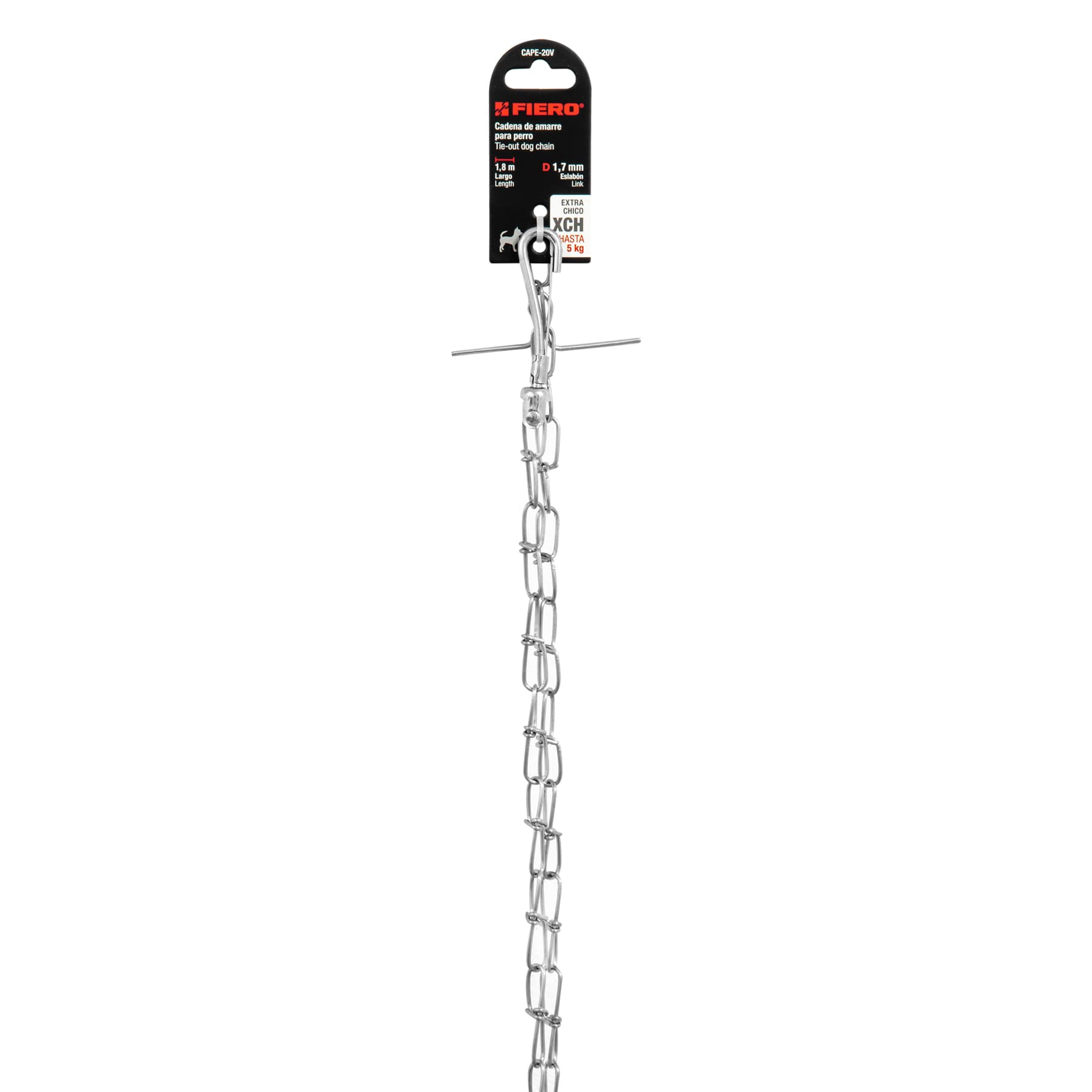 Cadena de 1.8 m de amarre para perro, 1.7 mm, FIERO