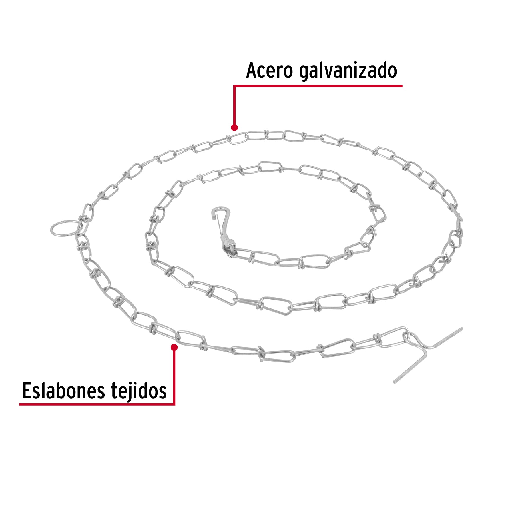 Cadena de 1.8 m de amarre para perro, 2.1 mm, FIERO
