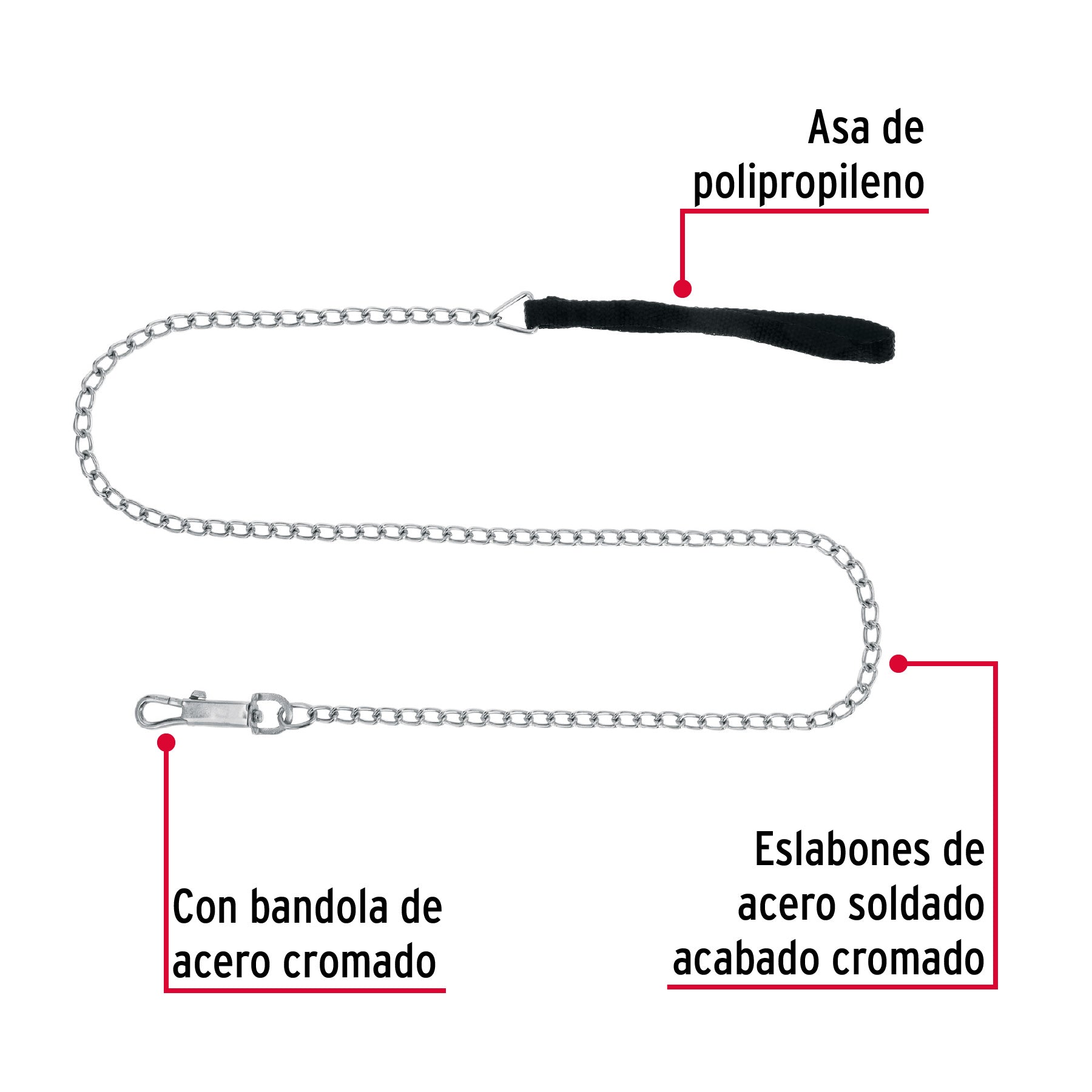 Cadena de paseo para perro de 1.2 m x 2.5 mm, FIERO
