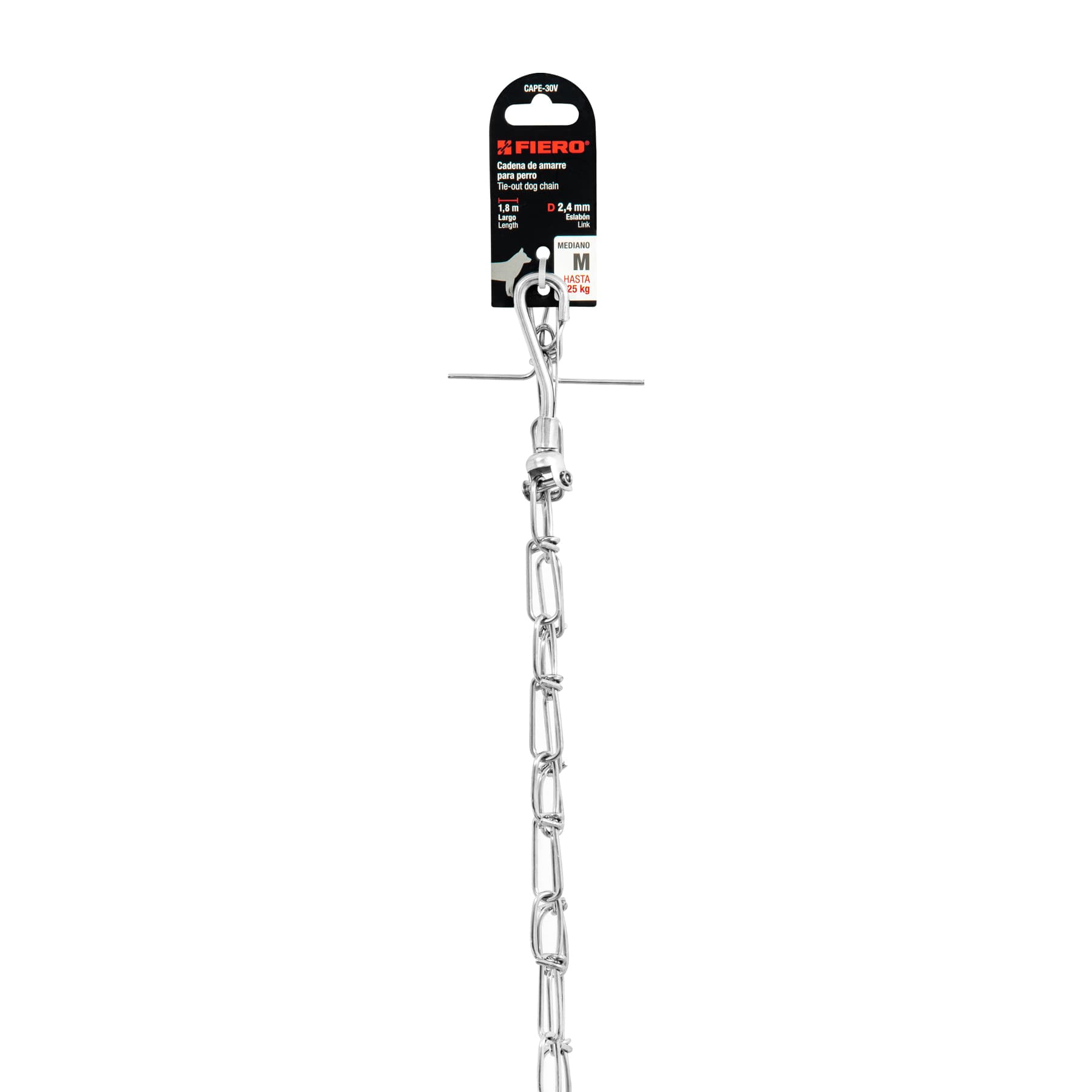 Cadena de 1.8 m de amarre para perro, 2.4 mm, FIERO