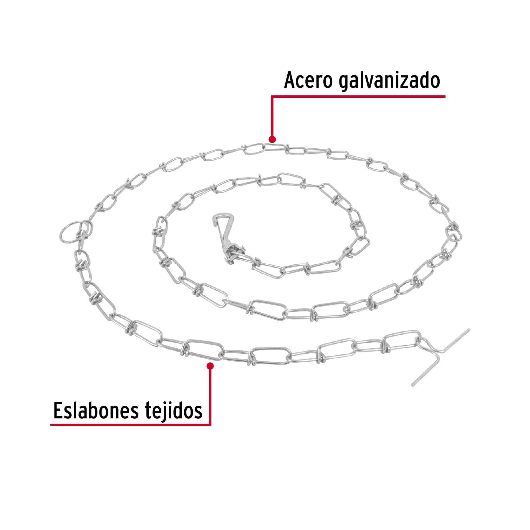 Cadena de 1.8 m de amarre para perro, 2.4 mm, FIERO