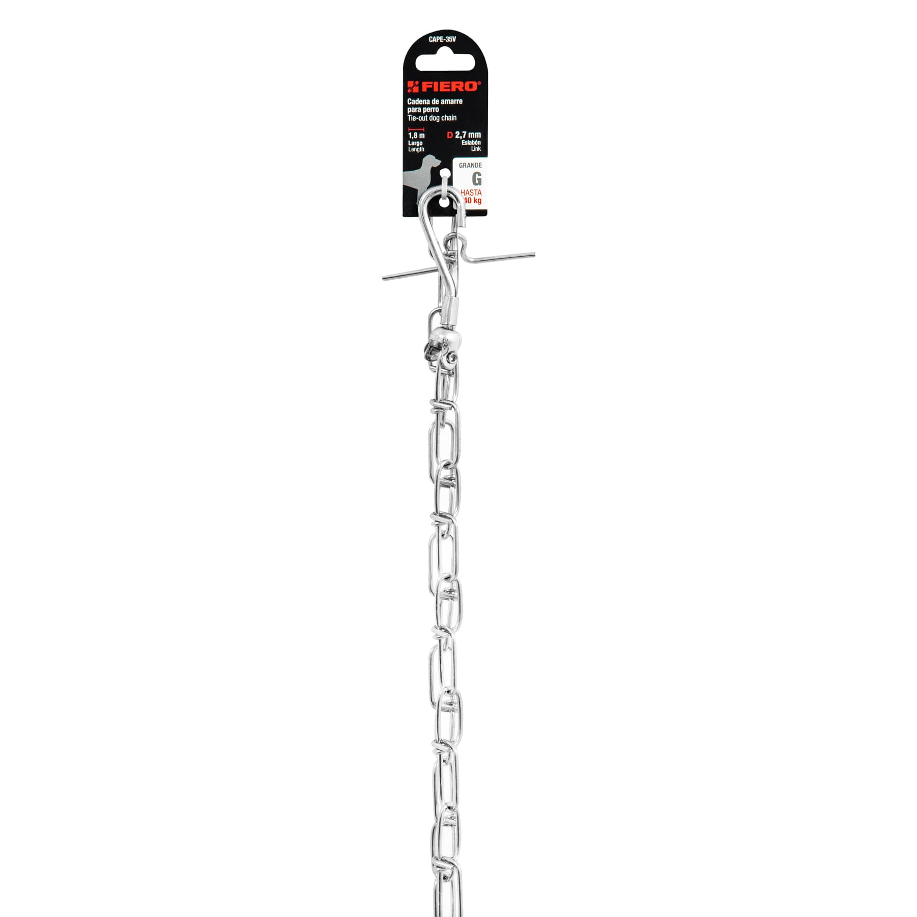 Cadena de 1.8 m de amarre para perro, 2.7 mm, FIERO